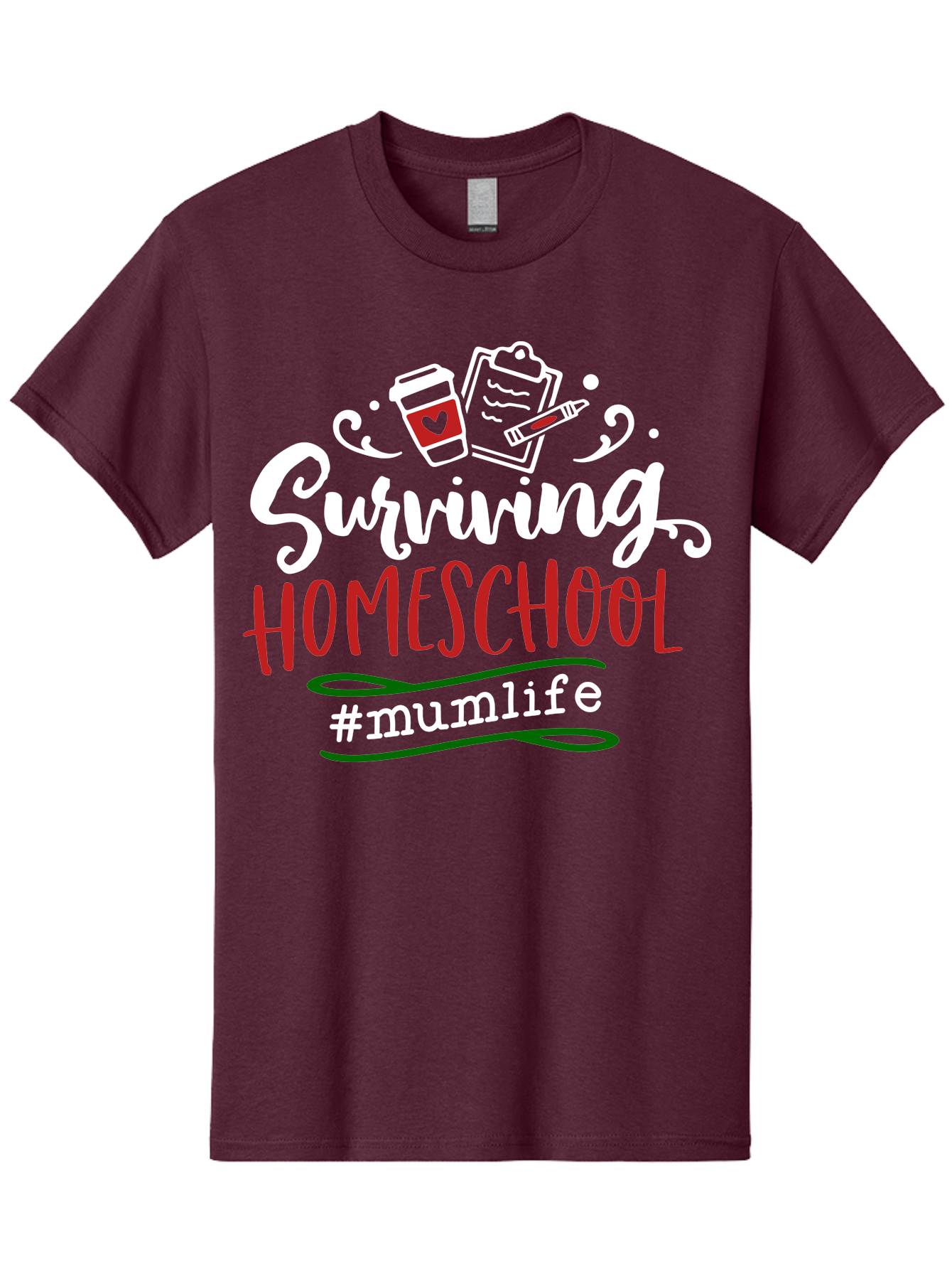 Surviving-Homeschool-4 Men'S Graphic Tee, 100% Cotton, Comfortable Casual Summer Wear, Machine Washable, Homeschooling, Parenting, Motherhood, Coffee Culture, Teaching, Learning, Education, #Mumlife, Mom Life, Homeschool Mom Aab435