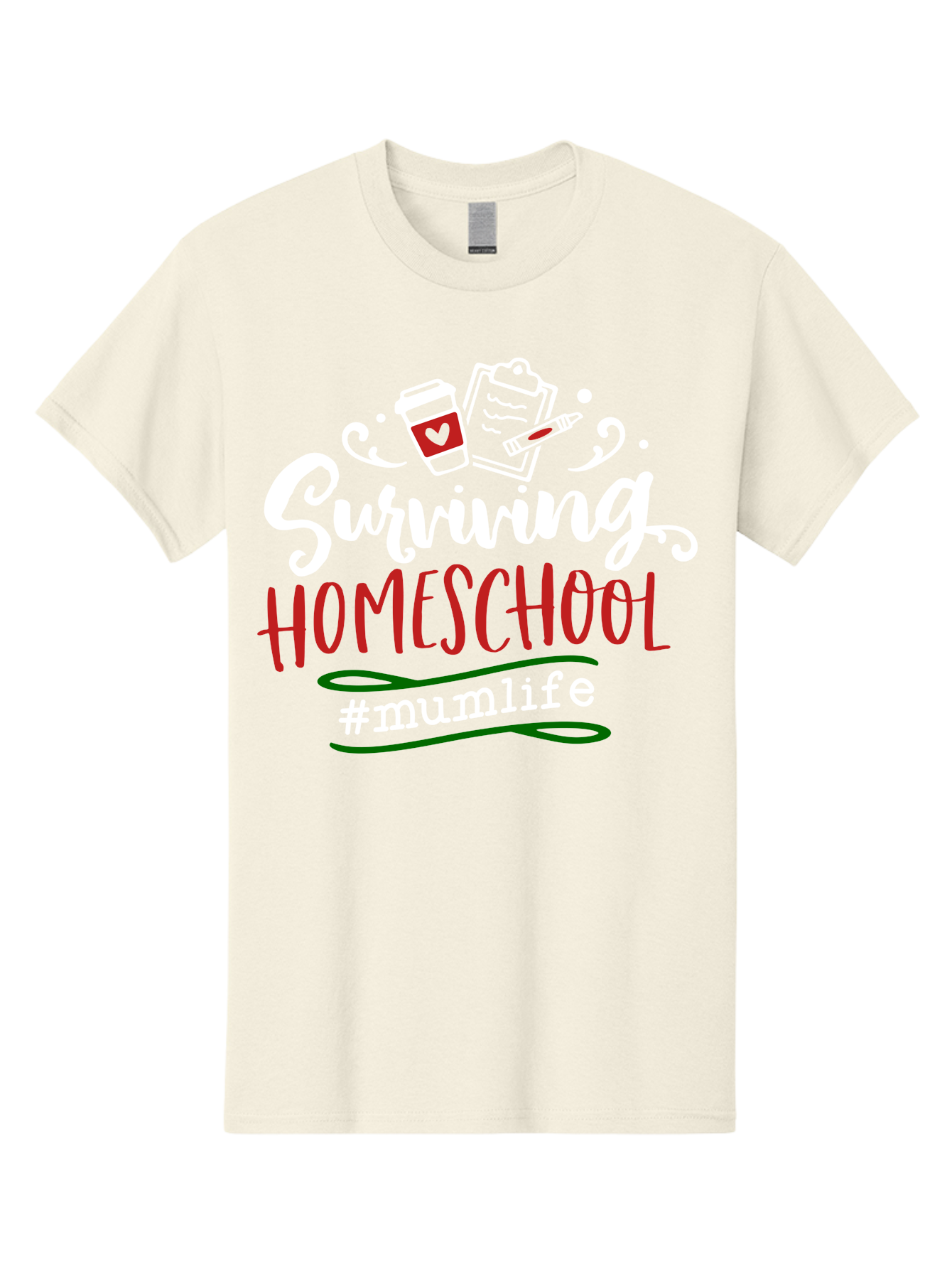 Surviving-Homeschool-4 Men'S Graphic Tee, 100% Cotton, Comfortable Casual Summer Wear, Machine Washable, Homeschooling, Parenting, Motherhood, Coffee Culture, Teaching, Learning, Education, #Mumlife, Mom Life, Homeschool Mom Aab435