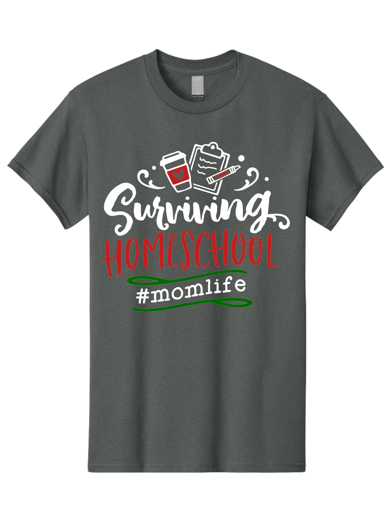 Surviving-Homeschool-6 Men'S Graphic Tee, 100% Cotton, Comfortable Casual Summer Wear, Machine Washable, Homeschooling, Mom Life, Parenting, Education, Teaching, Coffee Culture, Self-Care, Family Bonding, Alternative Education Aab437