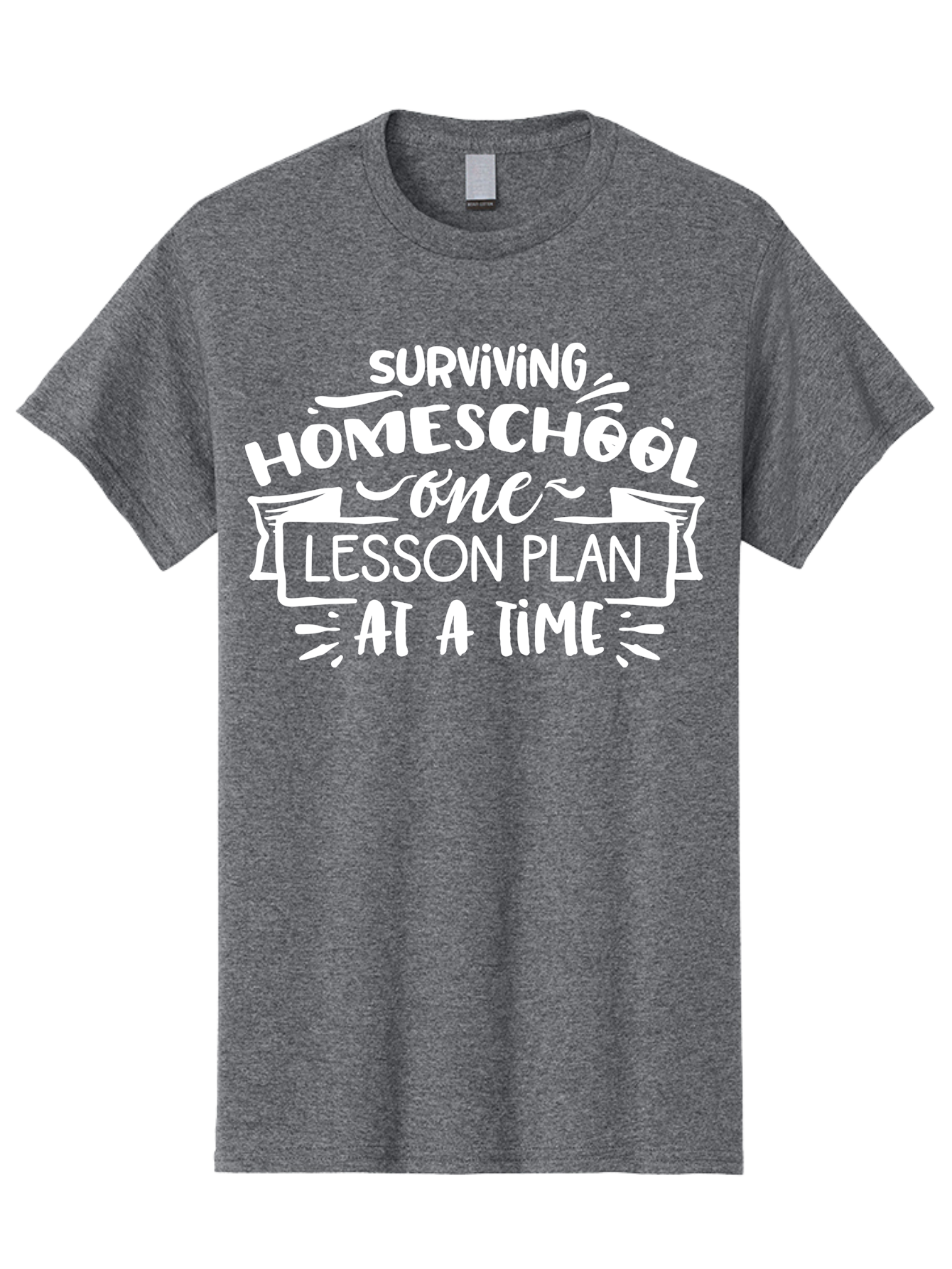 Surviving-Homeschool-7 Men'S Graphic Tee, 100% Cotton, Comfortable Casual Summer Wear, Machine Washable, Homeschool Survival, Homeschooling, Lesson Planning, Education, Teaching, Parenting, Humorous Quote, Inspirational Quote, Teaching Tip Aab438