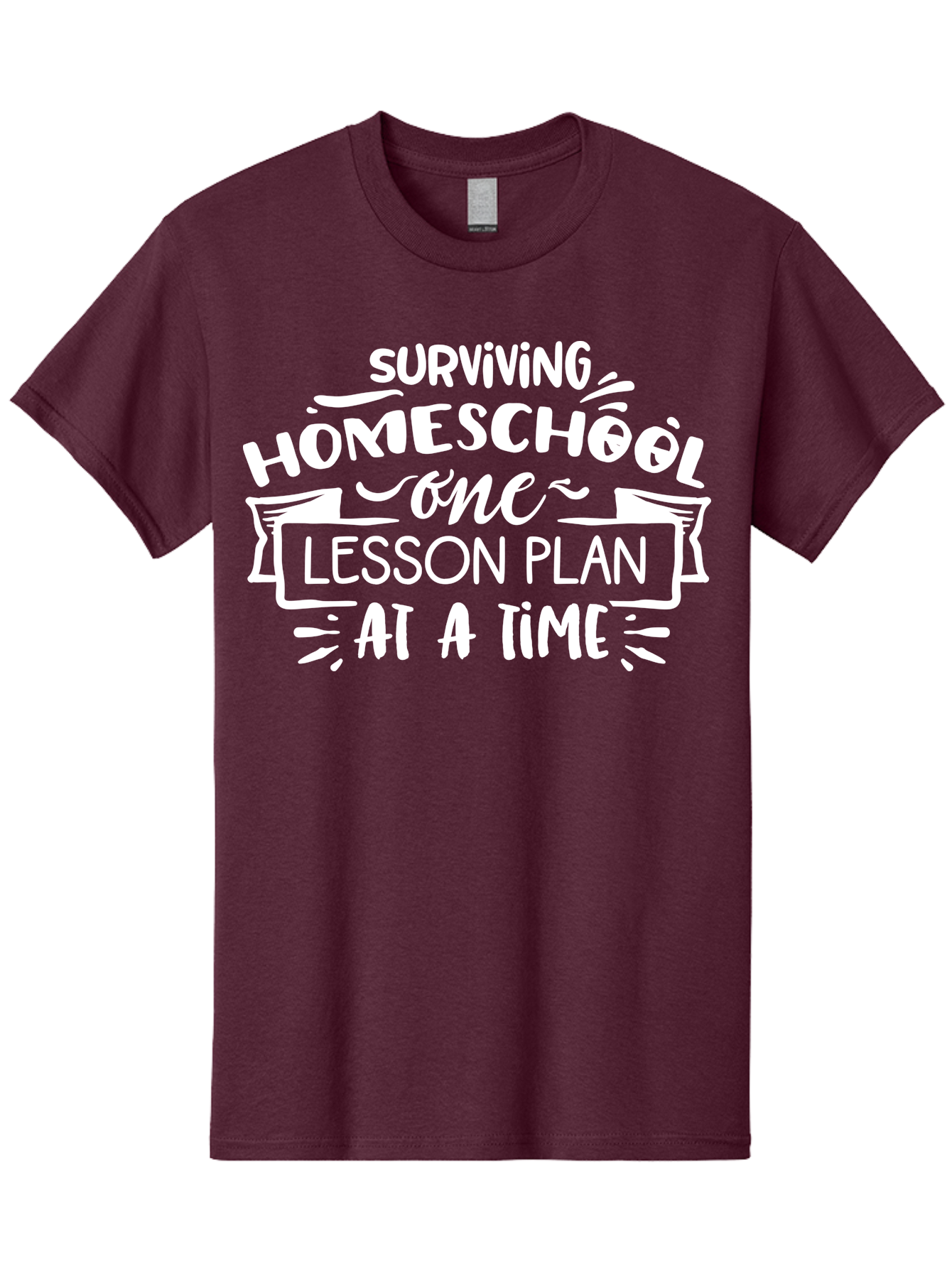 Surviving-Homeschool-7 Men'S Graphic Tee, 100% Cotton, Comfortable Casual Summer Wear, Machine Washable, Homeschool Survival, Homeschooling, Lesson Planning, Education, Teaching, Parenting, Humorous Quote, Inspirational Quote, Teaching Tip Aab438