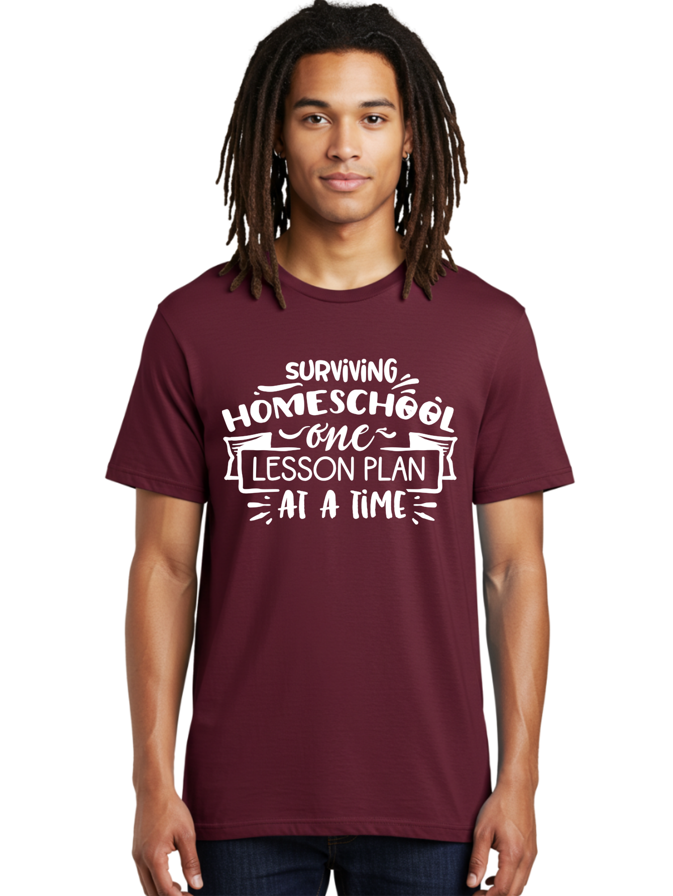 Surviving-Homeschool-7 Men'S Graphic Tee, 100% Cotton, Comfortable Casual Summer Wear, Machine Washable, Homeschool Survival, Homeschooling, Lesson Planning, Education, Teaching, Parenting, Humorous Quote, Inspirational Quote, Teaching Tip Aab438