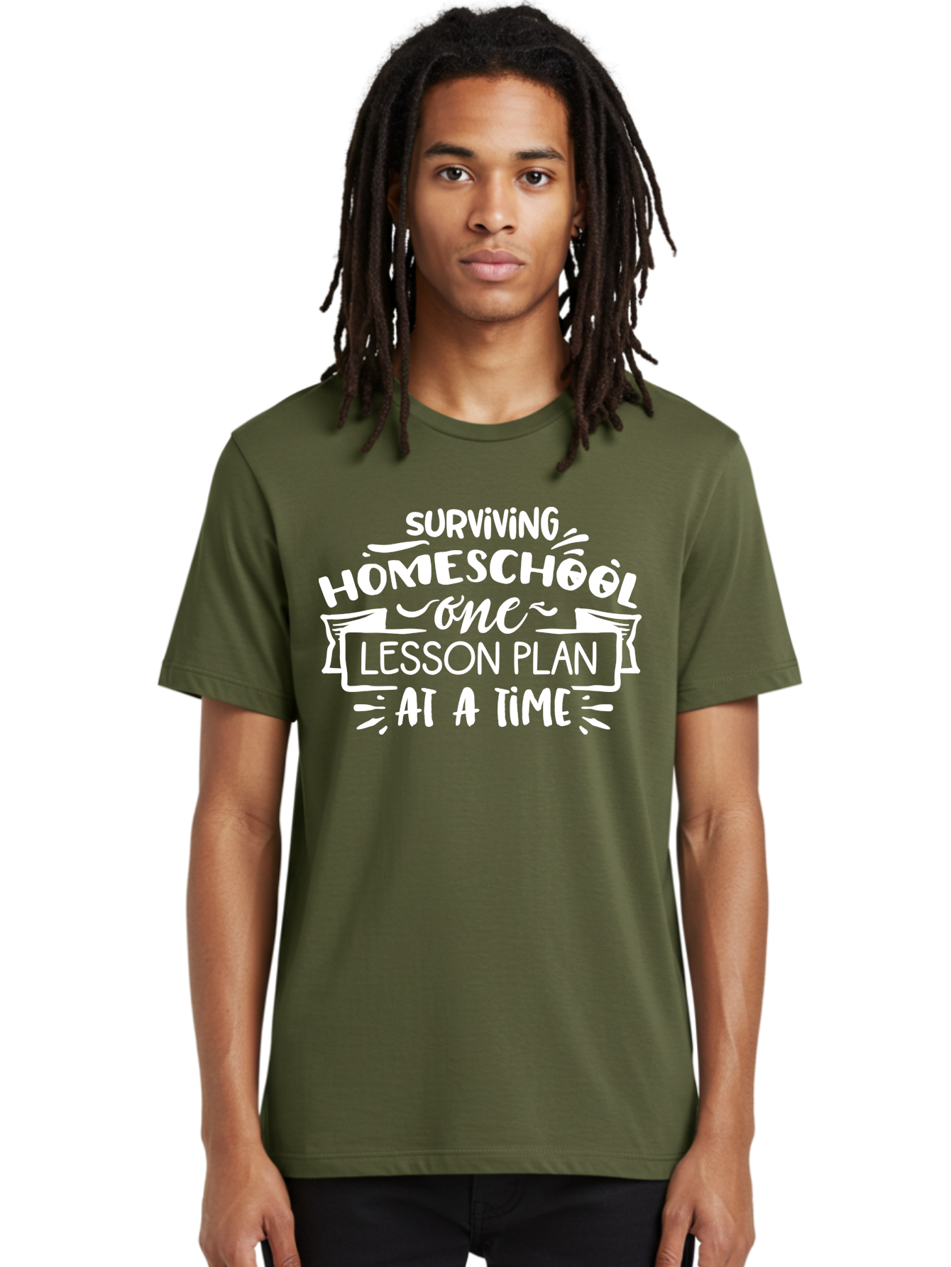 Surviving-Homeschool-7 Men'S Graphic Tee, 100% Cotton, Comfortable Casual Summer Wear, Machine Washable, Homeschool Survival, Homeschooling, Lesson Planning, Education, Teaching, Parenting, Humorous Quote, Inspirational Quote, Teaching Tip Aab438
