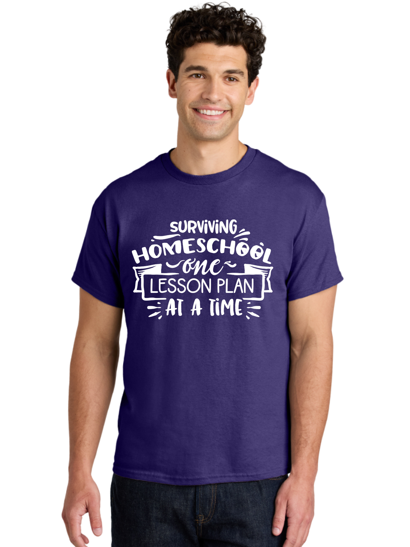 Surviving-Homeschool-7 Men'S Graphic Tee, 100% Cotton, Comfortable Casual Summer Wear, Machine Washable, Homeschool Survival, Homeschooling, Lesson Planning, Education, Teaching, Parenting, Humorous Quote, Inspirational Quote, Teaching Tip Aab438