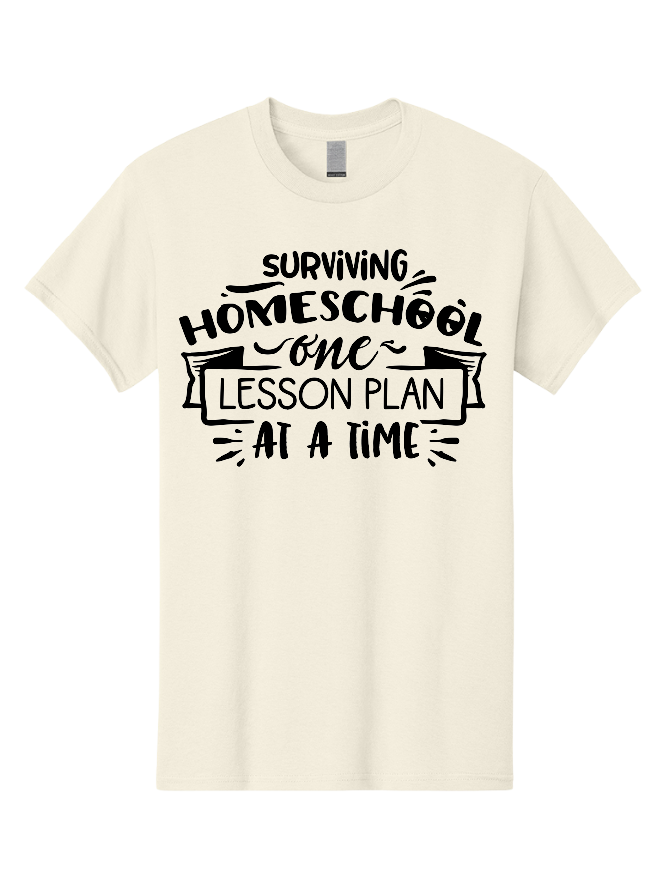 Surviving-Homeschool-8 Men'S Graphic Tee, 100% Cotton, Comfortable Casual Summer Wear, Machine Washable, Homeschool Survival, Lesson Planning, Education Humor, Teaching Tips, Parenting Advice, School Life, Funny Quotes Aab439