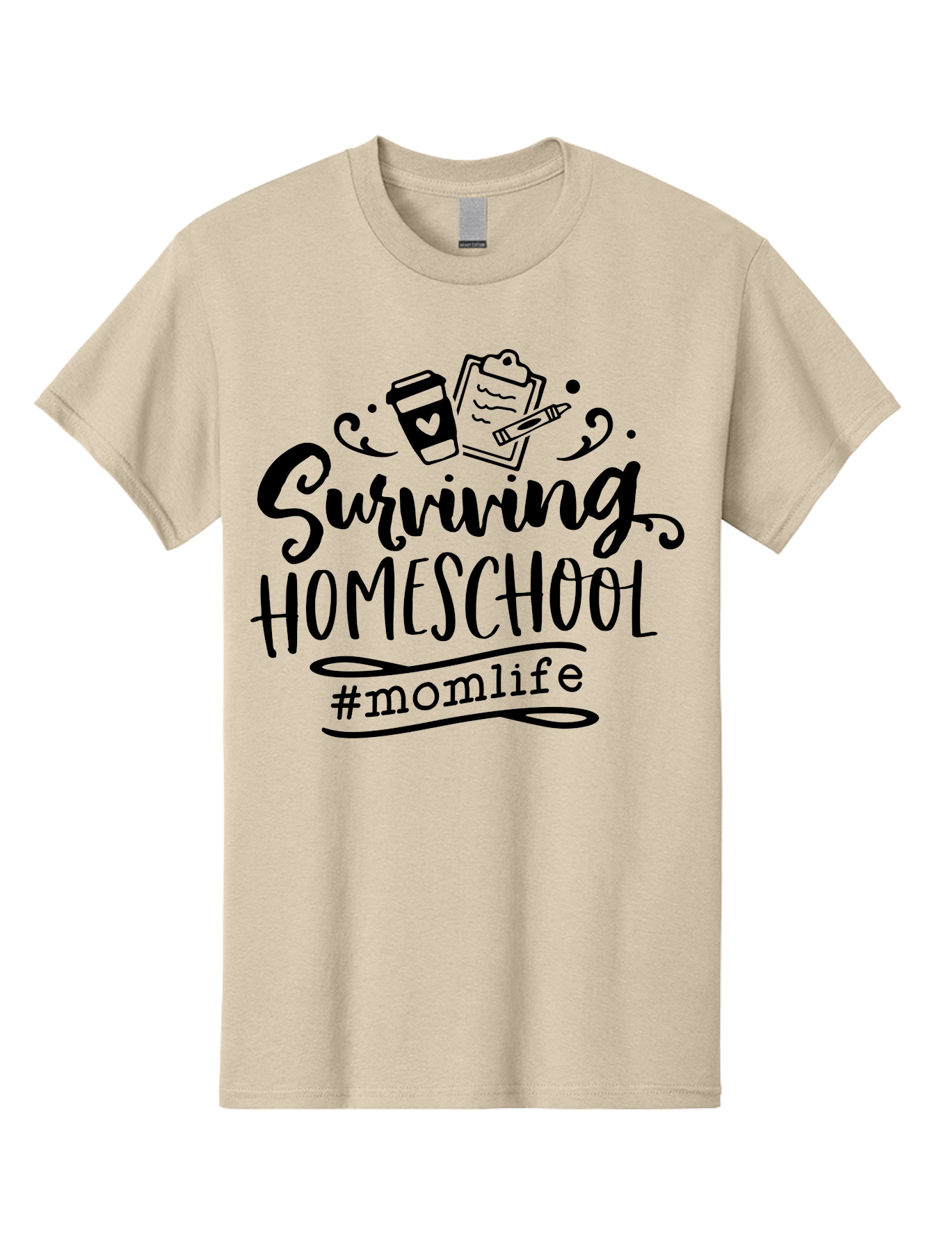 Surviving-Homeschool Men'S Graphic Tee, 100% Cotton, Comfortable Casual Summer Wear, Machine Washable, Homeschooling, Mom Life, Parenting, Education, Coffee Culture, Momlife, Modern Parenting, Family Life, Homeschool Mom Aab441