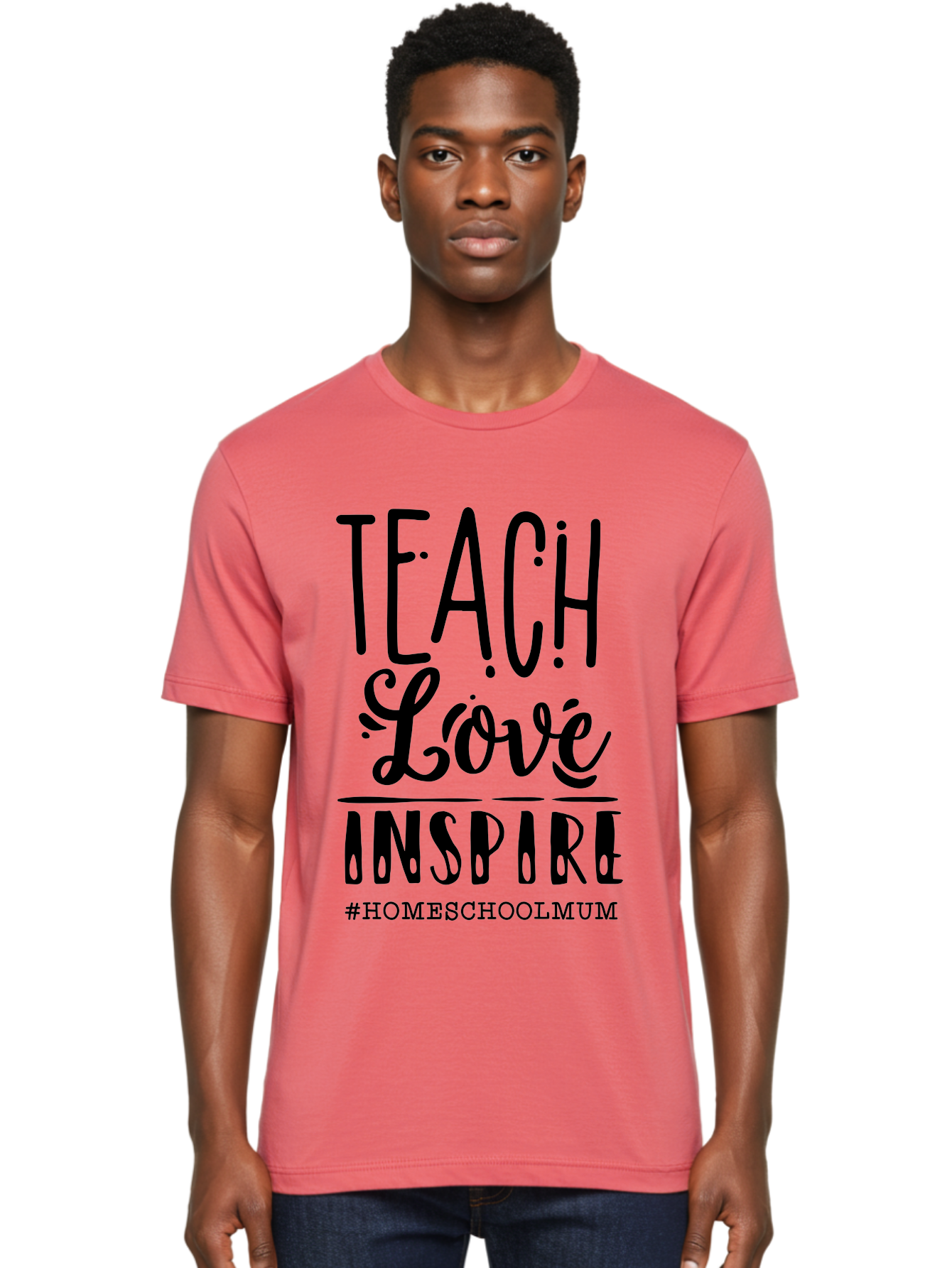 Teach-Love-Inspire-1 Men'S Graphic Tee, 100% Cotton, Comfortable Casual Summer Wear, Machine Washable, Homeschooling Inspiration, Teaching With Love, Parenting Motivation, Inspirational Quotes, Homeschool Mum, Teaching Philosophy, Aab442