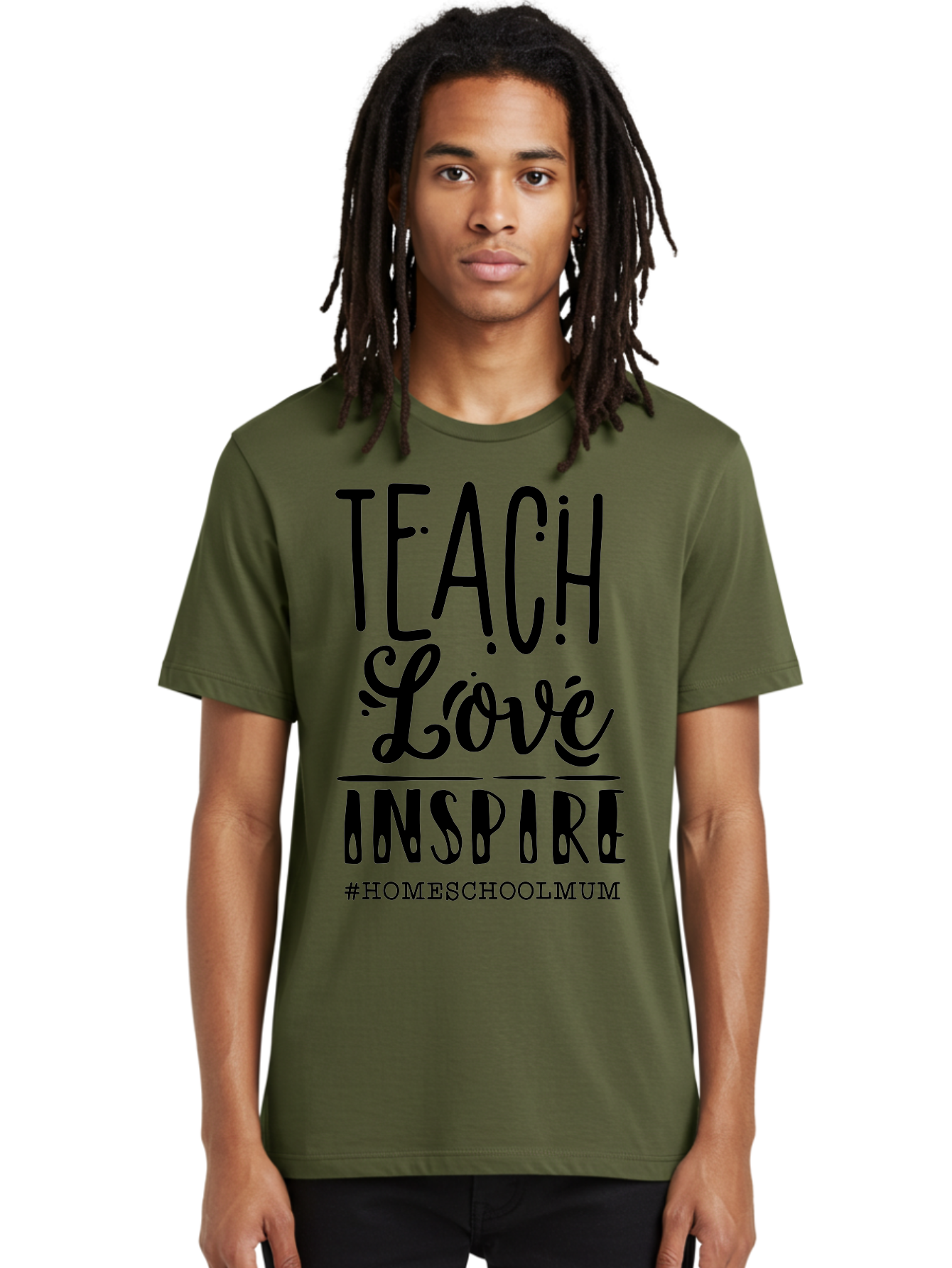 Teach-Love-Inspire-1 Men'S Graphic Tee, 100% Cotton, Comfortable Casual Summer Wear, Machine Washable, Homeschooling Inspiration, Teaching With Love, Parenting Motivation, Inspirational Quotes, Homeschool Mum, Teaching Philosophy, Aab442