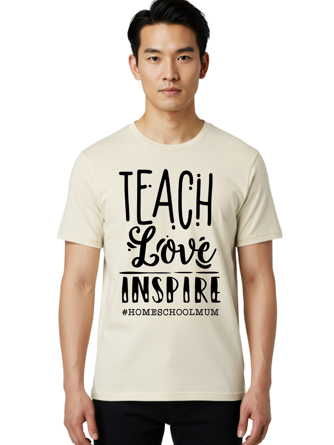 Teach-Love-Inspire-1 Men'S Graphic Tee, 100% Cotton, Comfortable Casual Summer Wear, Machine Washable, Homeschooling Inspiration, Teaching With Love, Parenting Motivation, Inspirational Quotes, Homeschool Mum, Teaching Philosophy, Aab442