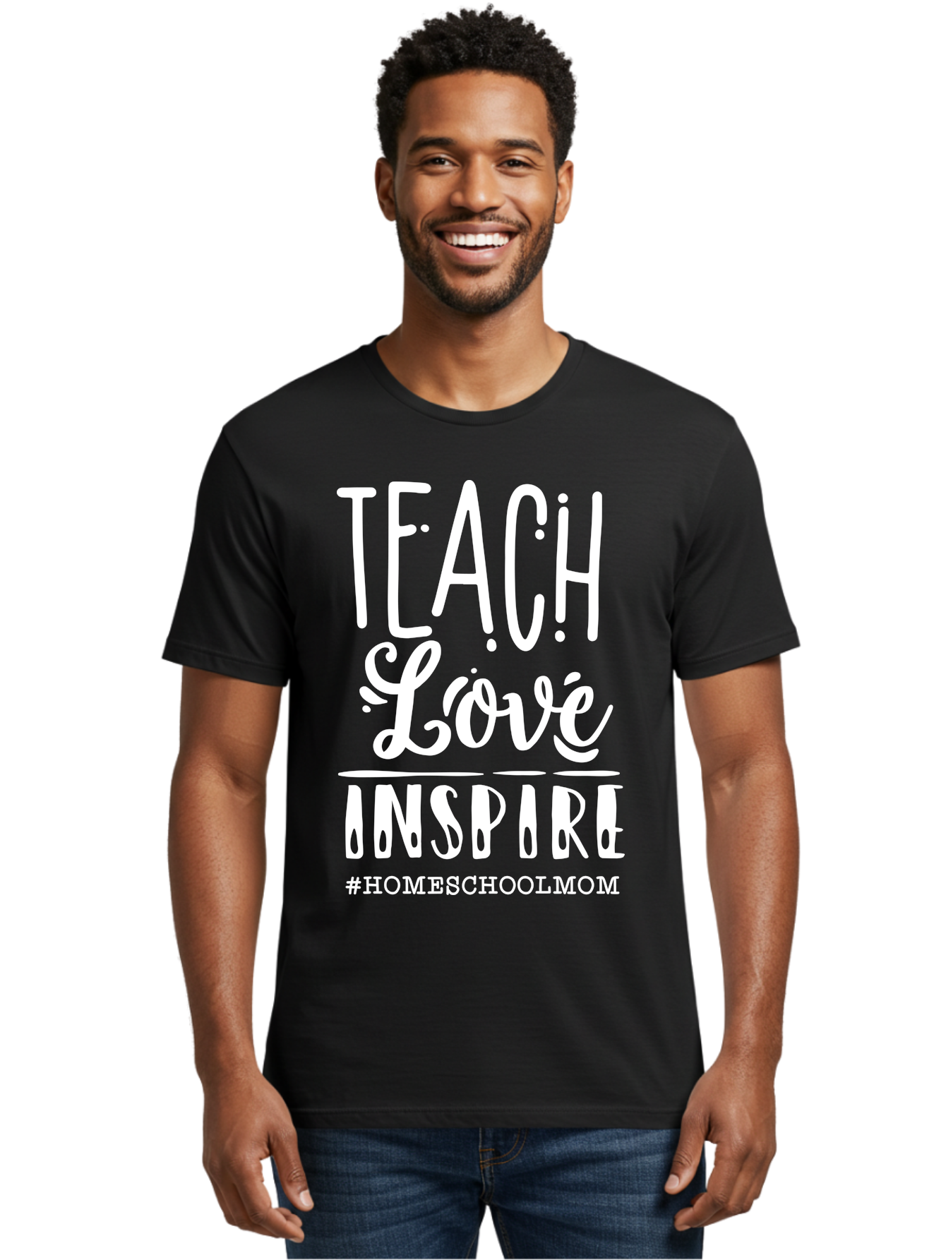 Teach-Love-Inspire-2 Men'S Graphic Tee, 100% Cotton, Comfortable Casual Summer Wear, Machine Washable, Homeschool Mom, Inspirational Quote, Teaching With Love, Homeschooling Inspiration, Motivational Phrase, Teaching Inspiration, Aab443