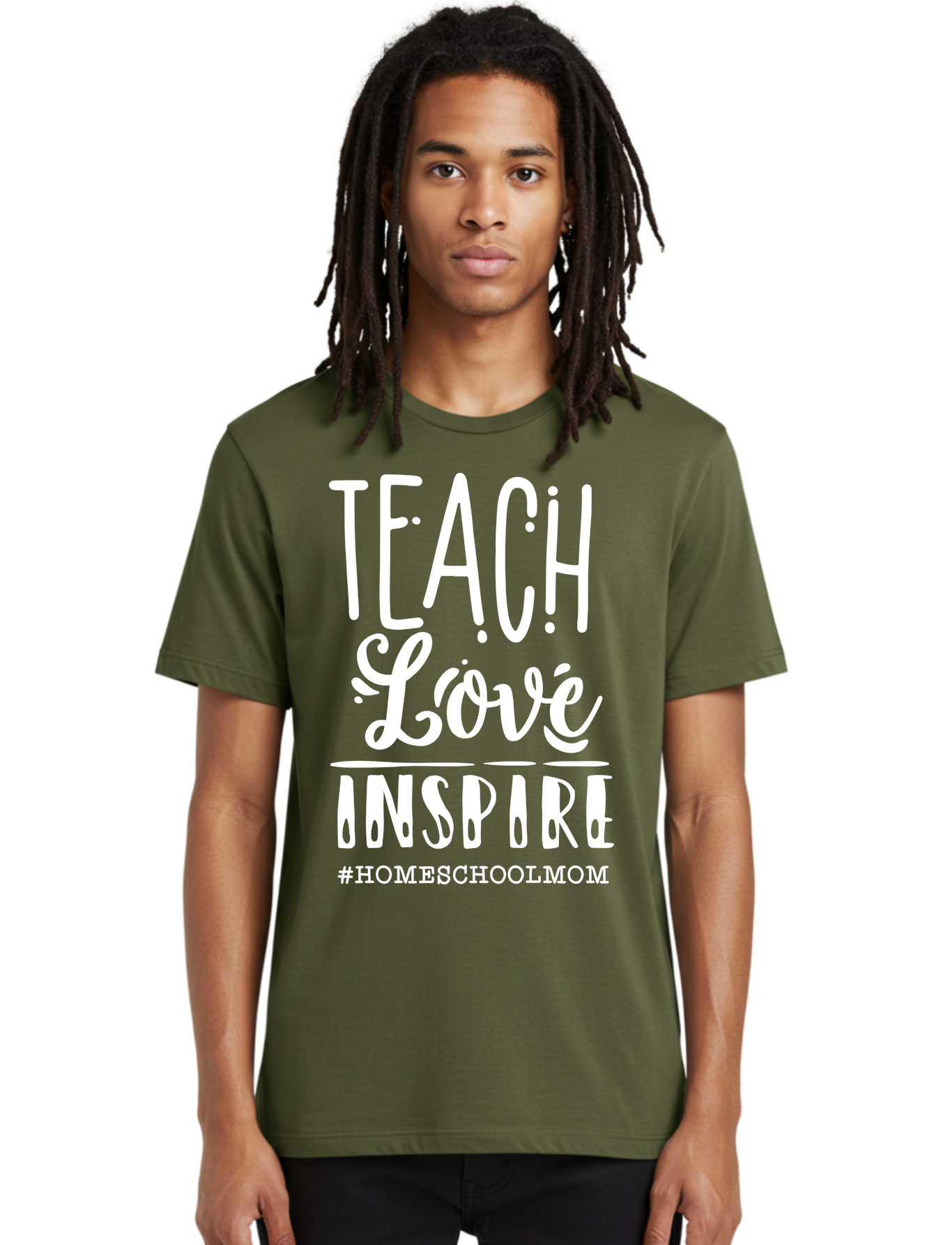 Teach-Love-Inspire-2 Men'S Graphic Tee, 100% Cotton, Comfortable Casual Summer Wear, Machine Washable, Homeschool Mom, Inspirational Quote, Teaching With Love, Homeschooling Inspiration, Motivational Phrase, Teaching Inspiration, Aab443
