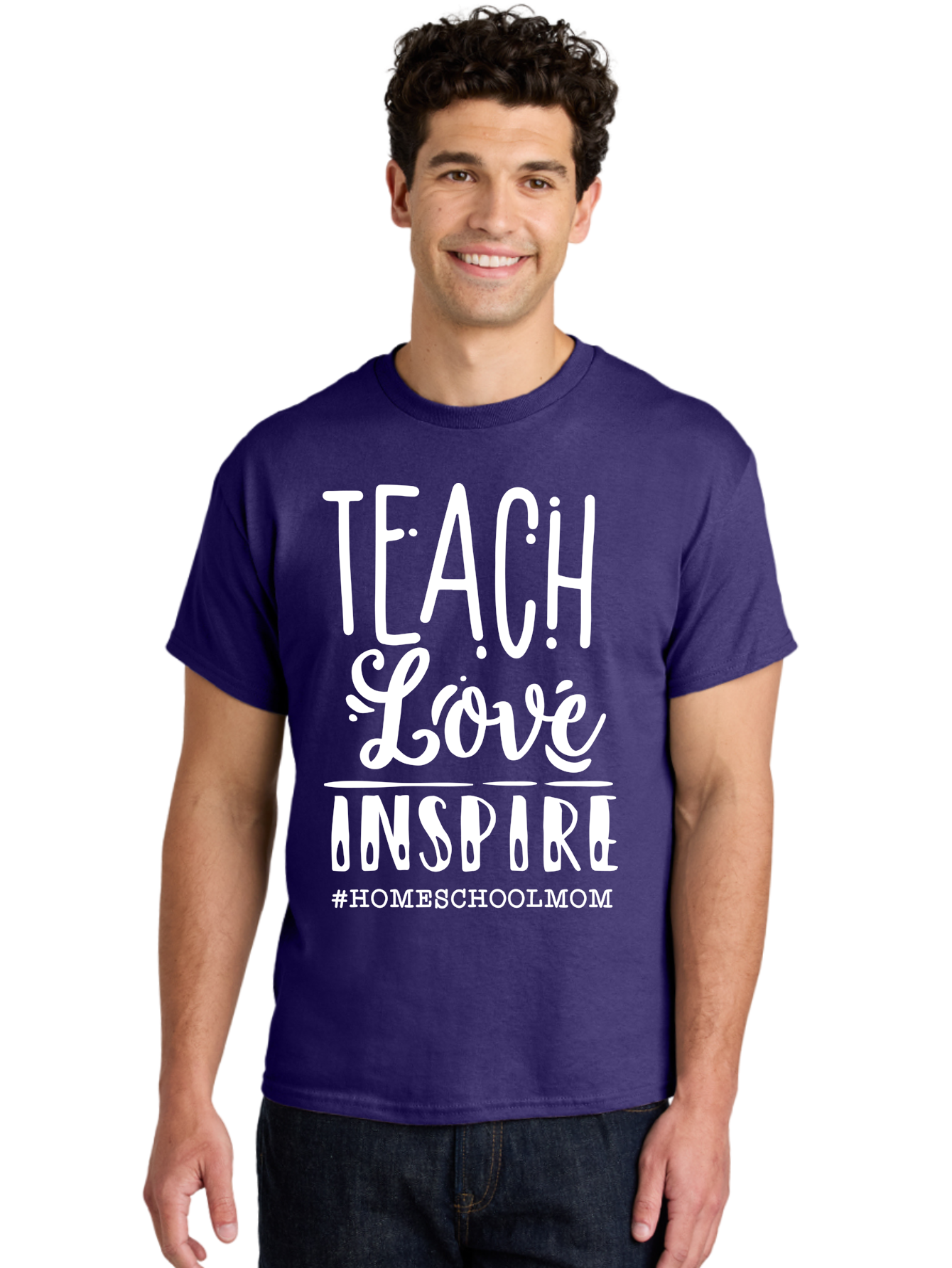 Teach-Love-Inspire-2 Men'S Graphic Tee, 100% Cotton, Comfortable Casual Summer Wear, Machine Washable, Homeschool Mom, Inspirational Quote, Teaching With Love, Homeschooling Inspiration, Motivational Phrase, Teaching Inspiration, Aab443