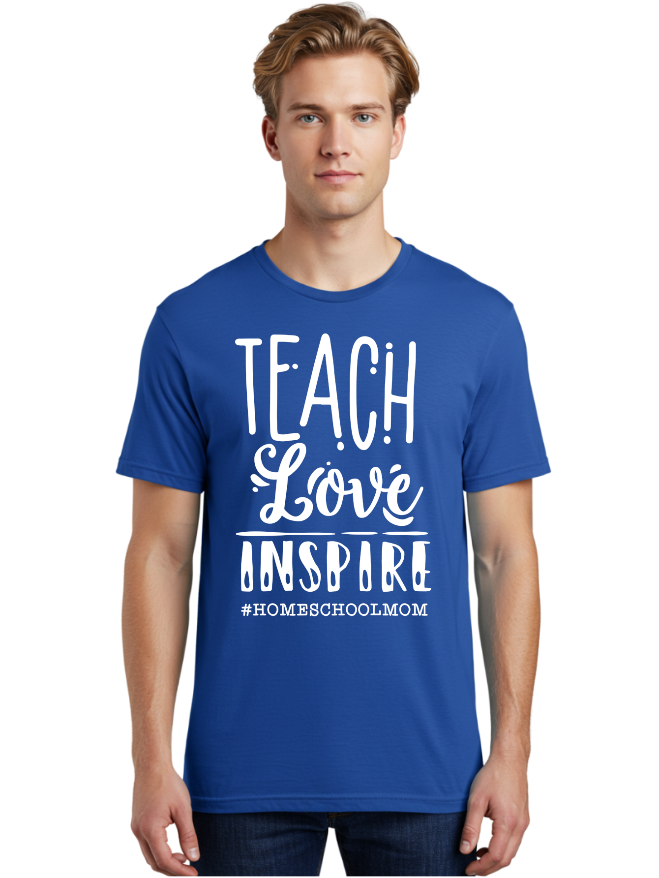 Teach-Love-Inspire-2 Men'S Graphic Tee, 100% Cotton, Comfortable Casual Summer Wear, Machine Washable, Homeschool Mom, Inspirational Quote, Teaching With Love, Homeschooling Inspiration, Motivational Phrase, Teaching Inspiration, Aab443