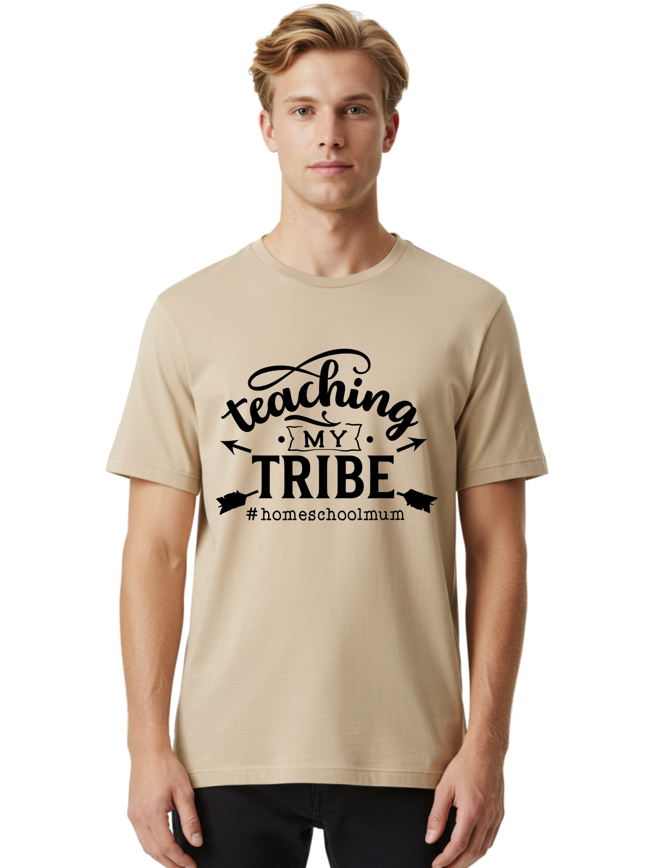 Teaching-My-Tribe-1 Men'S Graphic Tee, 100% Cotton, Comfortable Casual Summer Wear, Machine Washable, Homeschooling Mom, Teaching With Love, Homeschooling Community, Proud Parent, Education At Home, Teaching Tribe Aab446