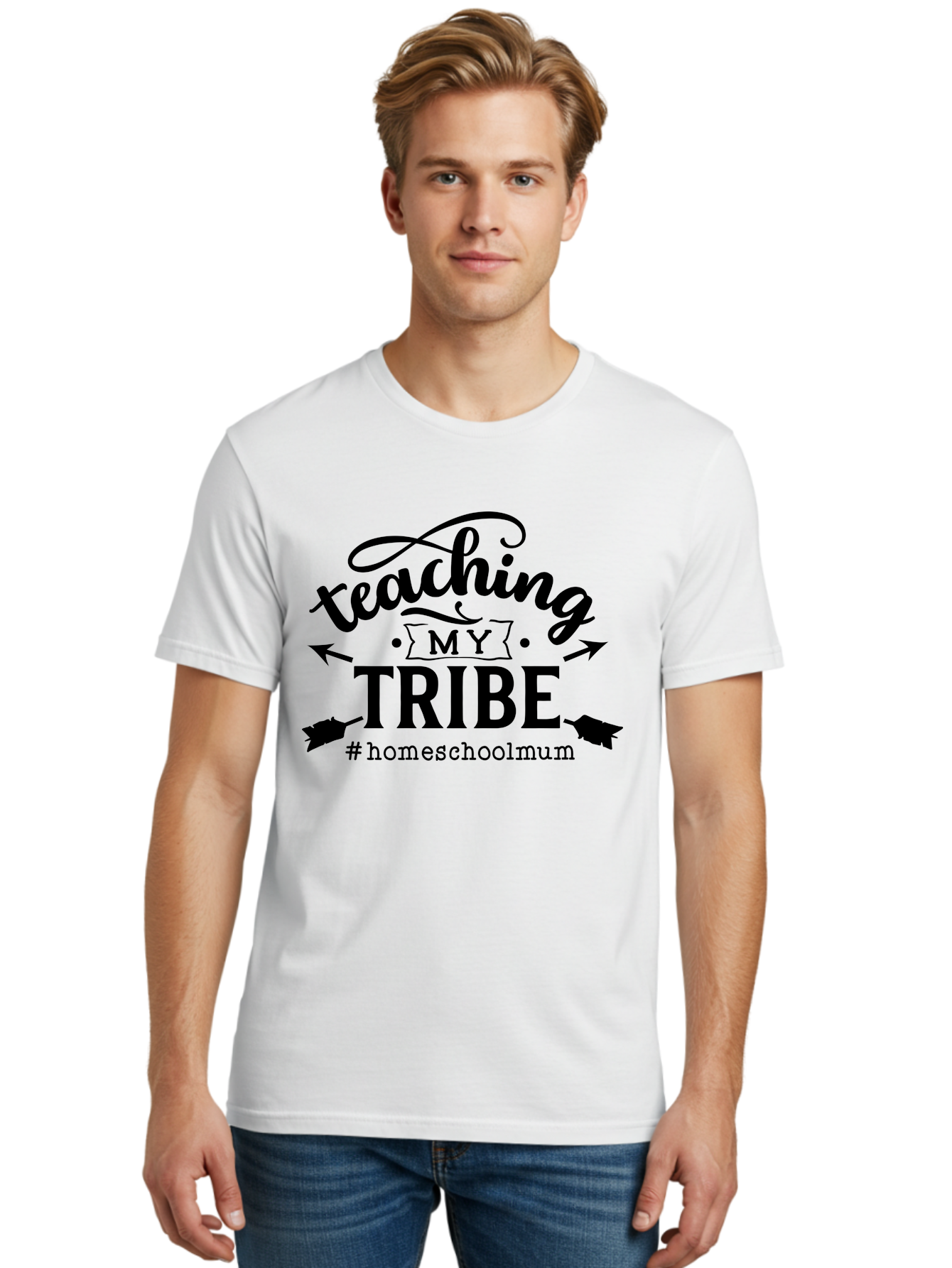 Teaching-My-Tribe-1 Men'S Graphic Tee, 100% Cotton, Comfortable Casual Summer Wear, Machine Washable, Homeschooling Mom, Teaching With Love, Homeschooling Community, Proud Parent, Education At Home, Teaching Tribe Aab446