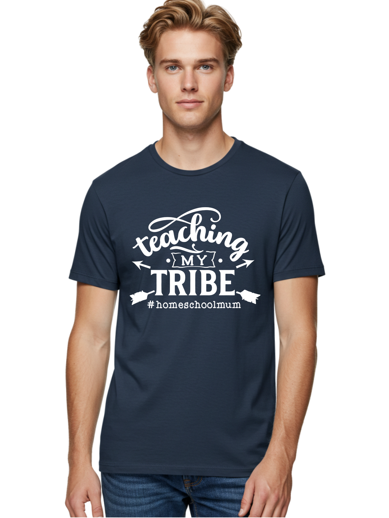 Teaching-My-Tribe Men'S Graphic Tee, 100% Cotton, Comfortable Casual Summer Wear, Machine Washable, Homeschool Mom, Teaching My Tribe, Homeschooling, Parenting, Education, Learning At Home, Family Bonding, #Homeschoolmum Aab449