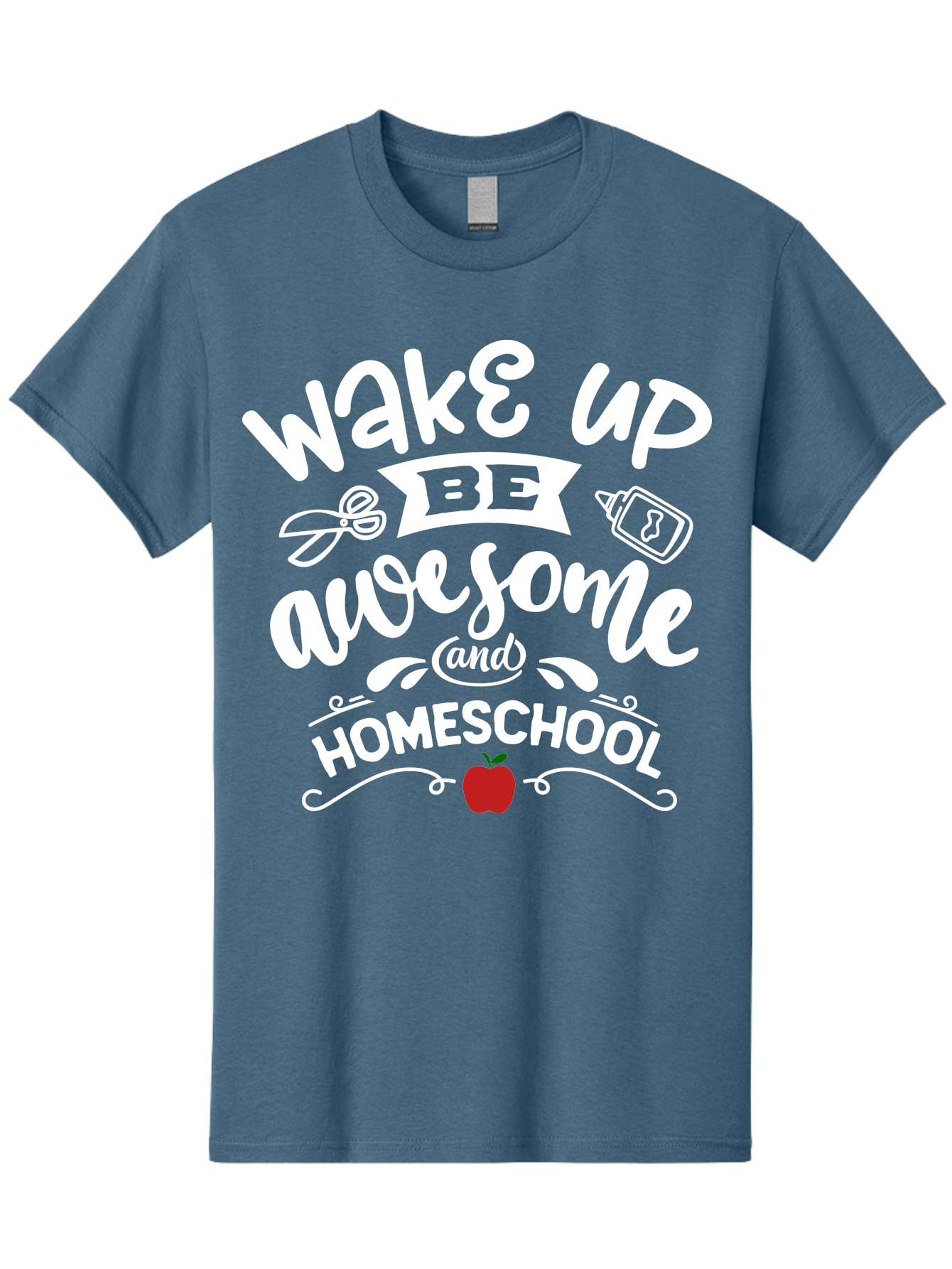 Wake-Up-Be-Awesome-And-Homeschool-1 Men'S Graphic Tee, 100% Cotton, Comfortable Casual Summer Wear, Machine Washable, Homeschool Inspiration, Motivational Quote, Morning Motivation, Educational Quote, Homeschooling, Learning At Home, Aab452