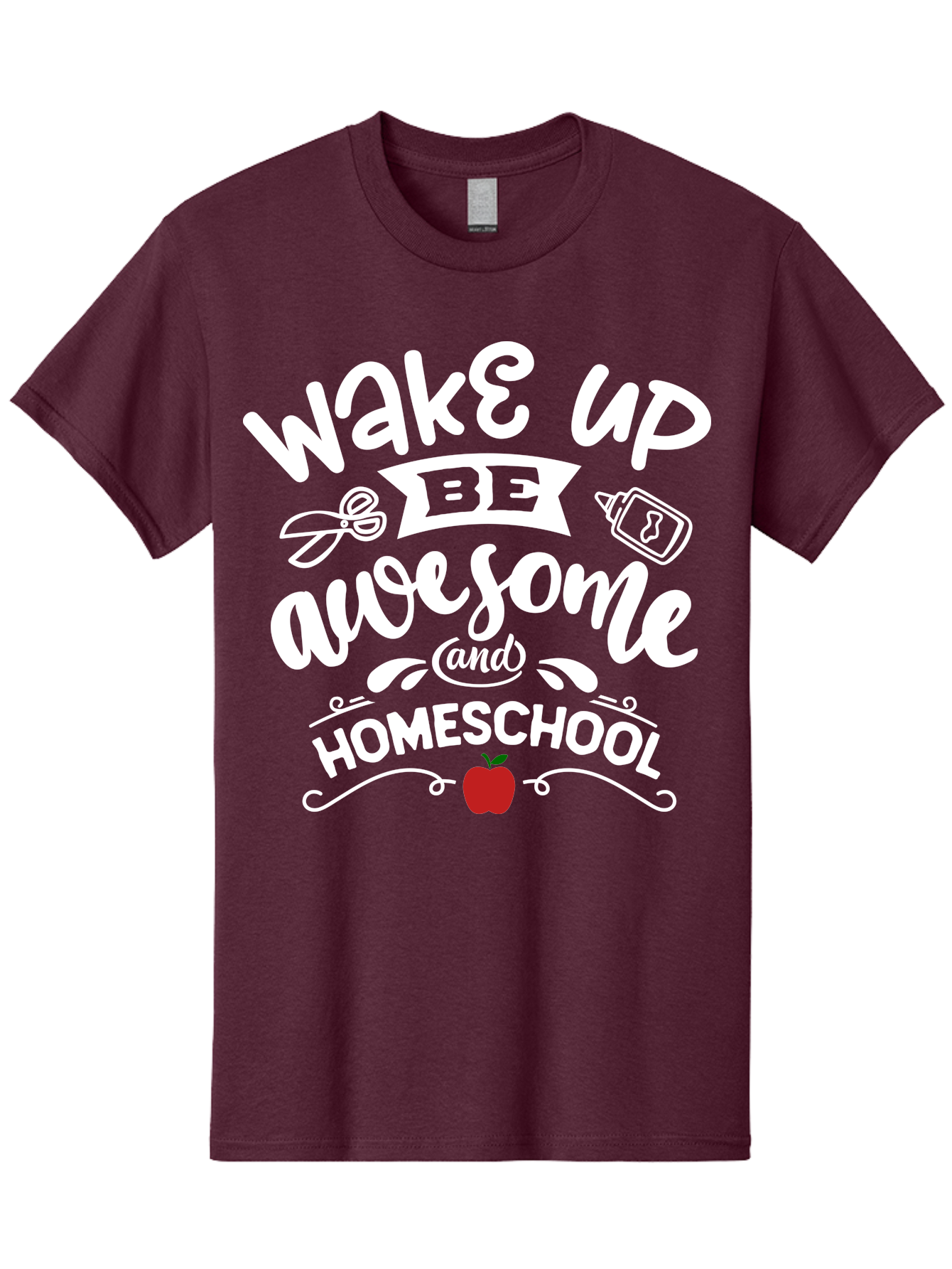 Wake-Up-Be-Awesome-And-Homeschool-1 Men'S Graphic Tee, 100% Cotton, Comfortable Casual Summer Wear, Machine Washable, Homeschool Inspiration, Motivational Quote, Morning Motivation, Educational Quote, Homeschooling, Learning At Home, Aab452