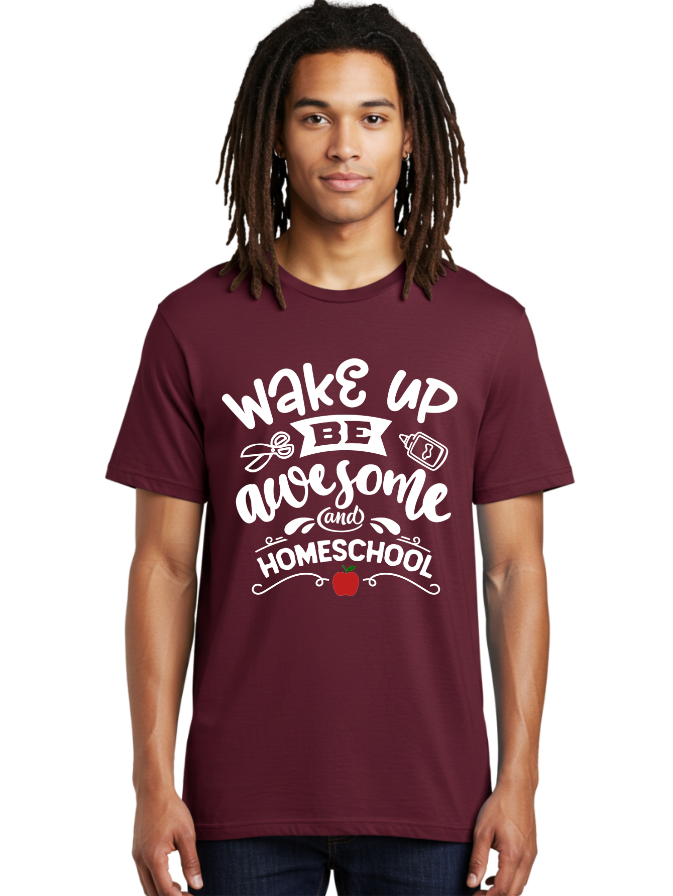 Wake-Up-Be-Awesome-And-Homeschool-1 Men'S Graphic Tee, 100% Cotton, Comfortable Casual Summer Wear, Machine Washable, Homeschool Inspiration, Motivational Quote, Morning Motivation, Educational Quote, Homeschooling, Learning At Home, Aab452