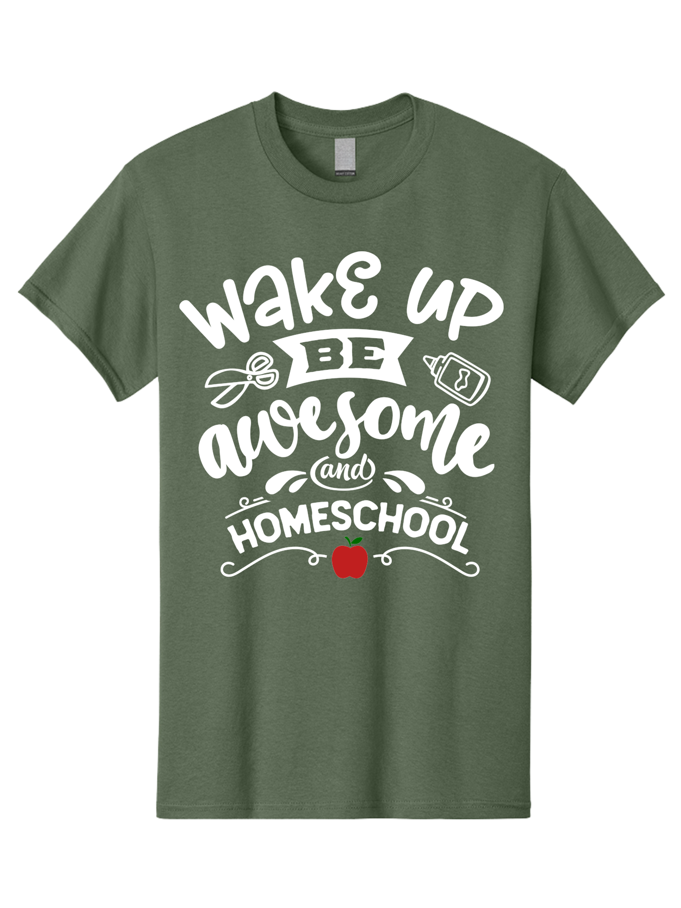 Wake-Up-Be-Awesome-And-Homeschool-1 Men'S Graphic Tee, 100% Cotton, Comfortable Casual Summer Wear, Machine Washable, Homeschool Inspiration, Motivational Quote, Morning Motivation, Educational Quote, Homeschooling, Learning At Home, Aab452