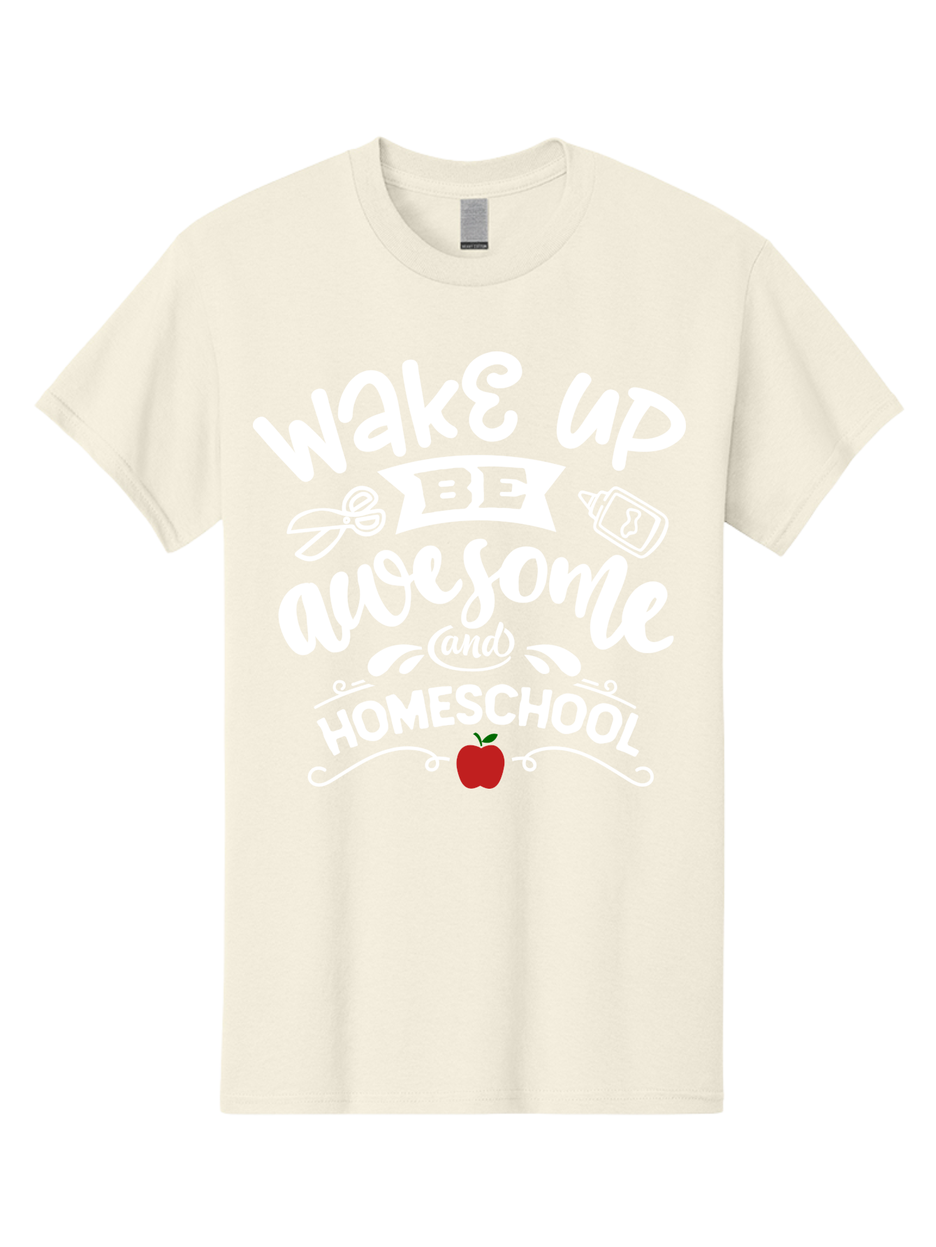 Wake-Up-Be-Awesome-And-Homeschool-1 Men'S Graphic Tee, 100% Cotton, Comfortable Casual Summer Wear, Machine Washable, Homeschool Inspiration, Motivational Quote, Morning Motivation, Educational Quote, Homeschooling, Learning At Home, Aab452