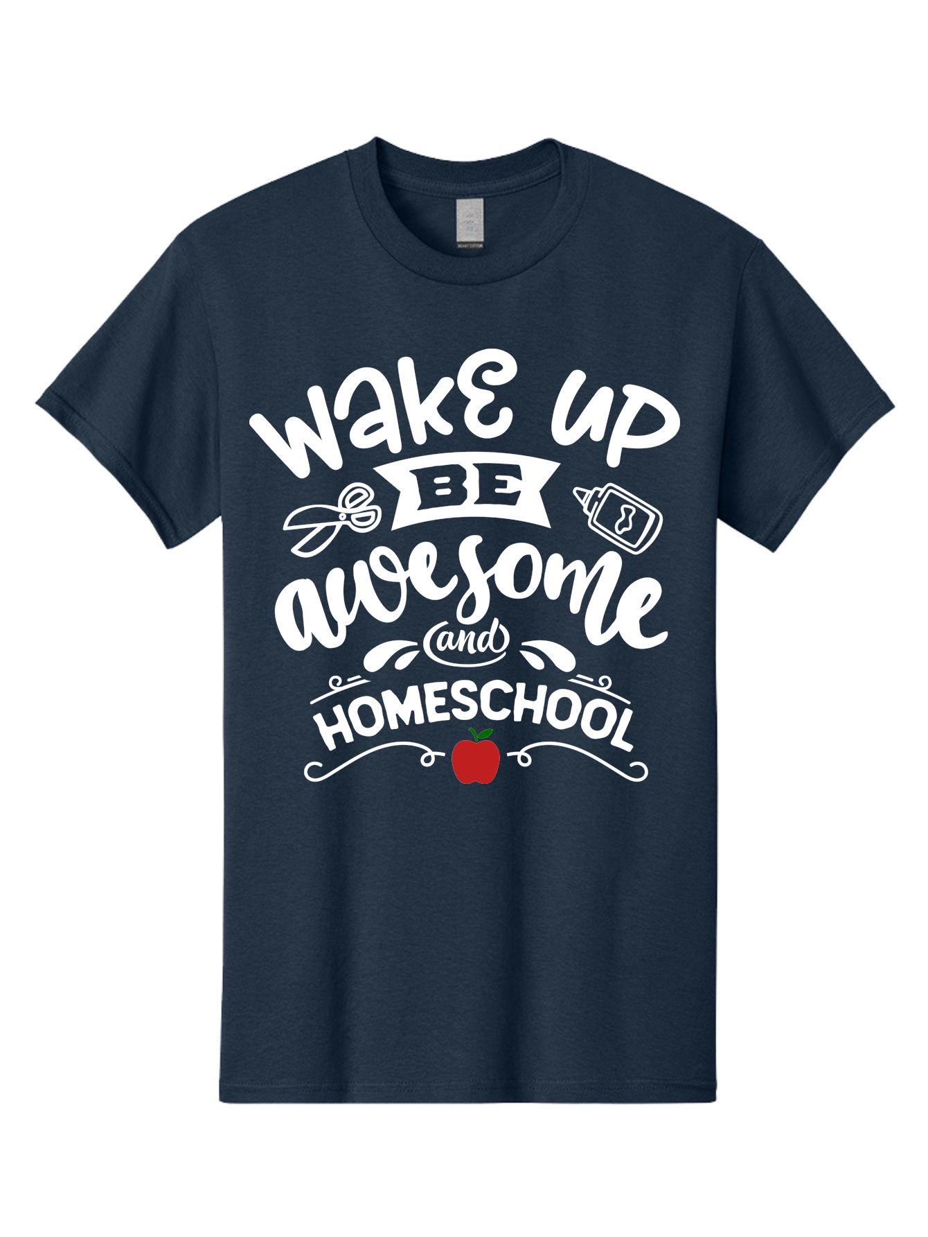 Wake-Up-Be-Awesome-And-Homeschool-1 Men'S Graphic Tee, 100% Cotton, Comfortable Casual Summer Wear, Machine Washable, Homeschool Inspiration, Motivational Quote, Morning Motivation, Educational Quote, Homeschooling, Learning At Home, Aab452