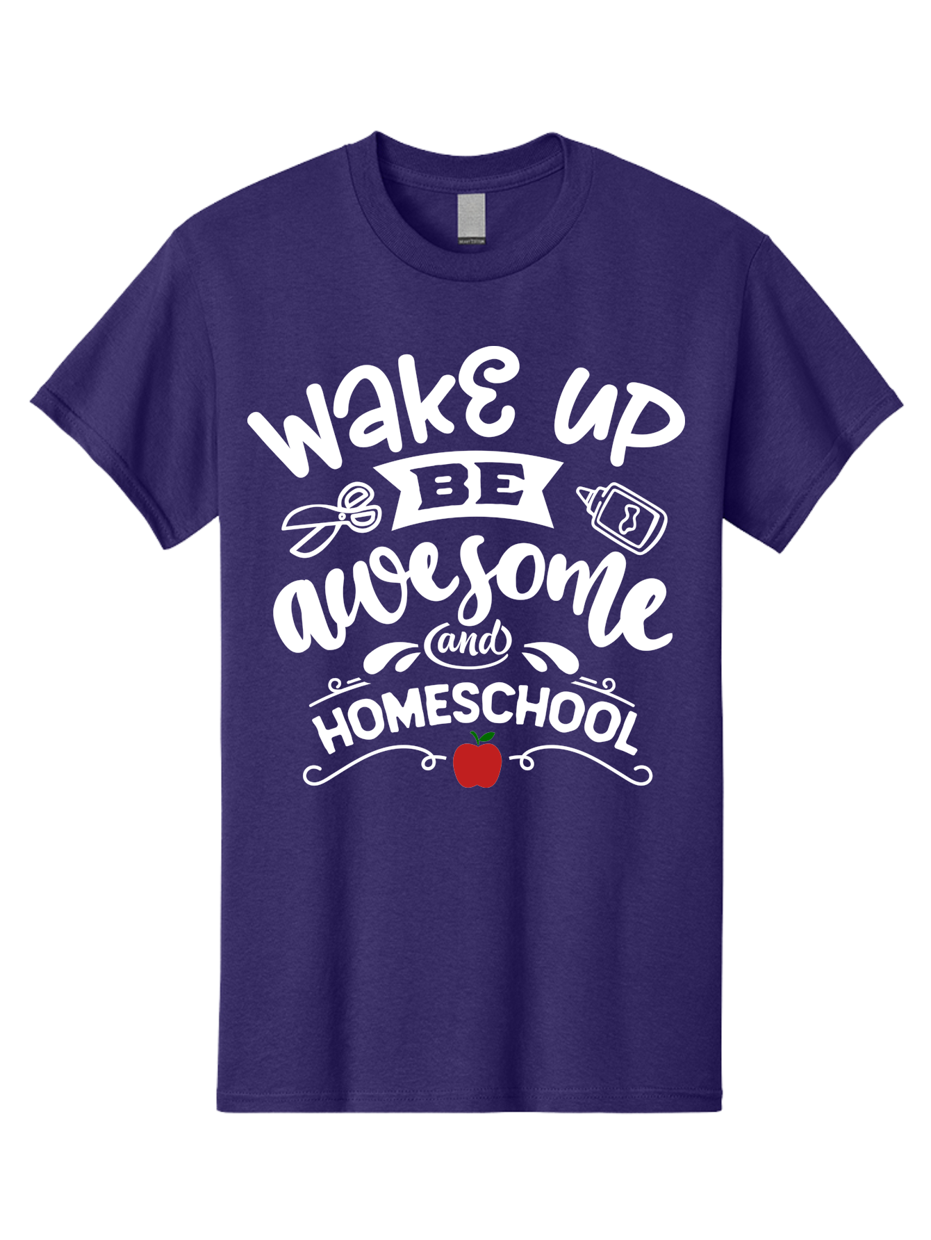 Wake-Up-Be-Awesome-And-Homeschool-1 Men'S Graphic Tee, 100% Cotton, Comfortable Casual Summer Wear, Machine Washable, Homeschool Inspiration, Motivational Quote, Morning Motivation, Educational Quote, Homeschooling, Learning At Home, Aab452