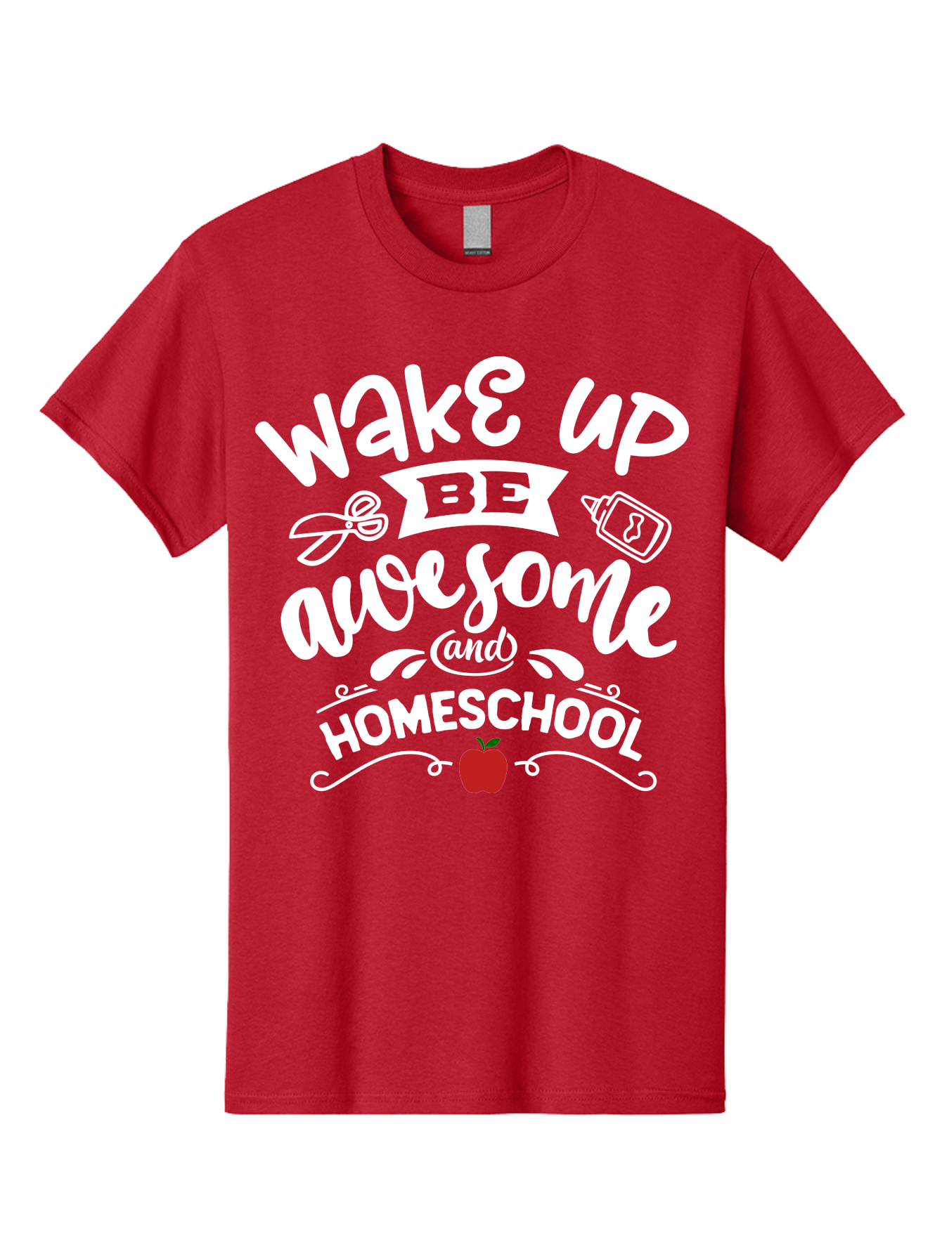 Wake-Up-Be-Awesome-And-Homeschool-1 Men'S Graphic Tee, 100% Cotton, Comfortable Casual Summer Wear, Machine Washable, Homeschool Inspiration, Motivational Quote, Morning Motivation, Educational Quote, Homeschooling, Learning At Home, Aab452