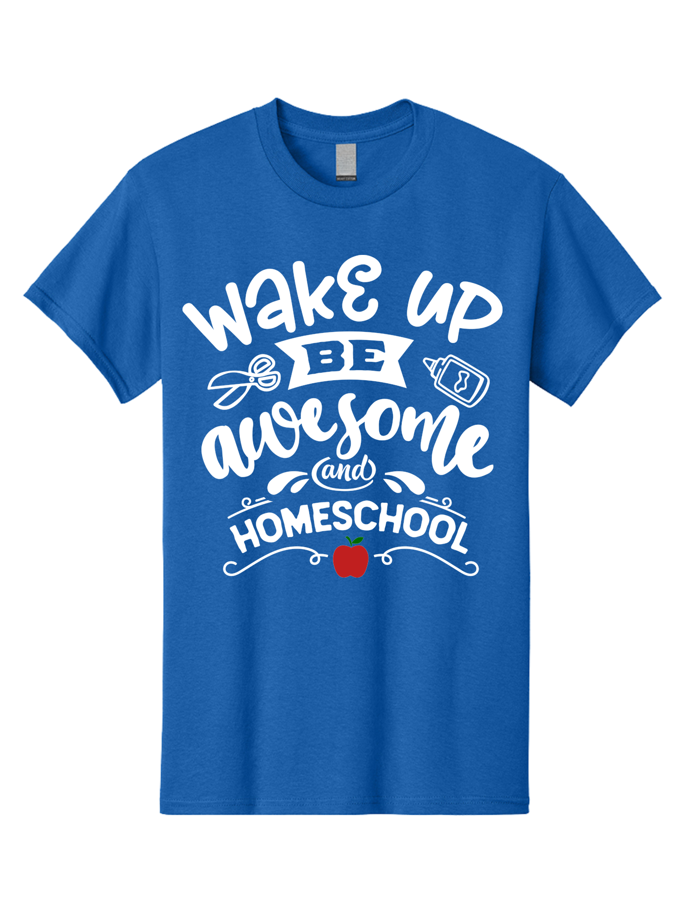 Wake-Up-Be-Awesome-And-Homeschool-1 Men'S Graphic Tee, 100% Cotton, Comfortable Casual Summer Wear, Machine Washable, Homeschool Inspiration, Motivational Quote, Morning Motivation, Educational Quote, Homeschooling, Learning At Home, Aab452