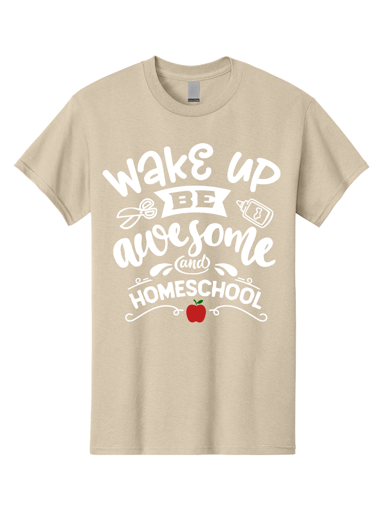Wake-Up-Be-Awesome-And-Homeschool-1 Men'S Graphic Tee, 100% Cotton, Comfortable Casual Summer Wear, Machine Washable, Homeschool Inspiration, Motivational Quote, Morning Motivation, Educational Quote, Homeschooling, Learning At Home, Aab452