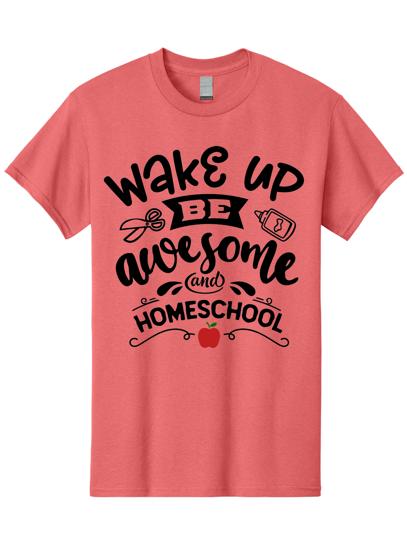 Wake-Up-Be-Awesome-And-Homeschool-2 Men'S Graphic Tee, 100% Cotton, Comfortable Casual Summer Wear, Machine Washable, Homeschool Inspiration, Motivational Quote, Morning Motivation, Educational Quotes, Homeschooling, Learning At Home, Aab453
