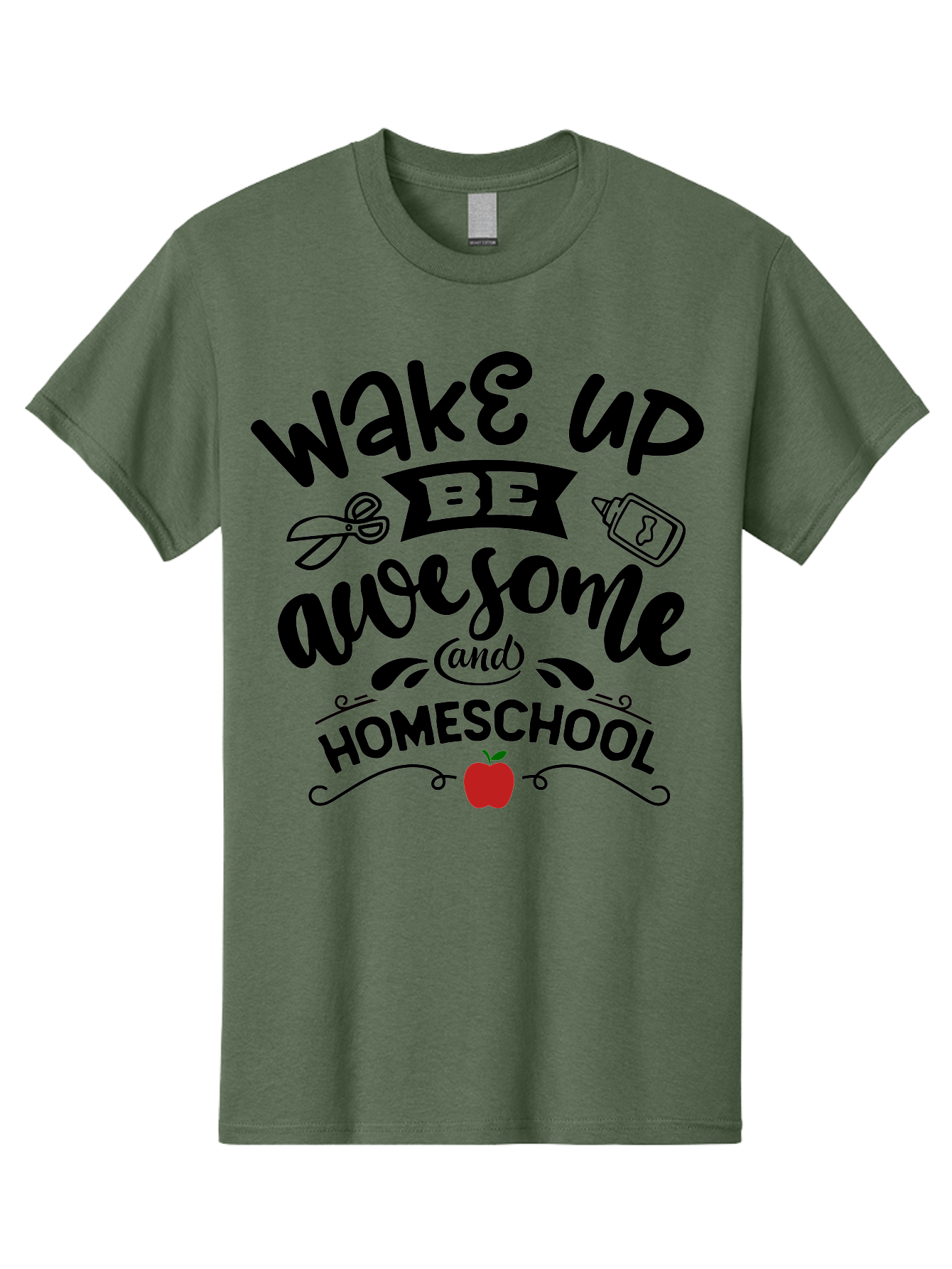 Wake-Up-Be-Awesome-And-Homeschool-2 Men'S Graphic Tee, 100% Cotton, Comfortable Casual Summer Wear, Machine Washable, Homeschool Inspiration, Motivational Quote, Morning Motivation, Educational Quotes, Homeschooling, Learning At Home, Aab453