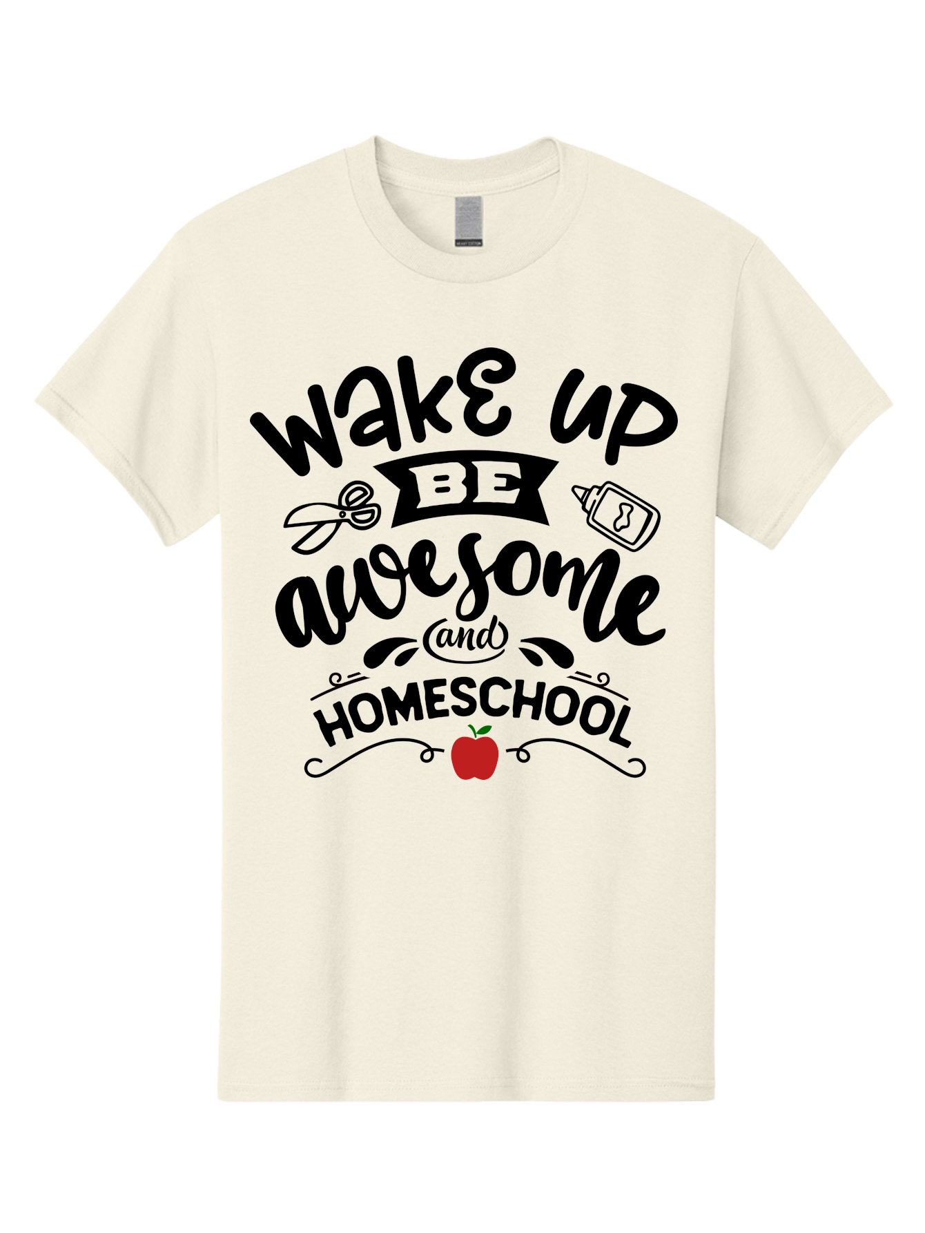 Wake-Up-Be-Awesome-And-Homeschool-2 Men'S Graphic Tee, 100% Cotton, Comfortable Casual Summer Wear, Machine Washable, Homeschool Inspiration, Motivational Quote, Morning Motivation, Educational Quotes, Homeschooling, Learning At Home, Aab453