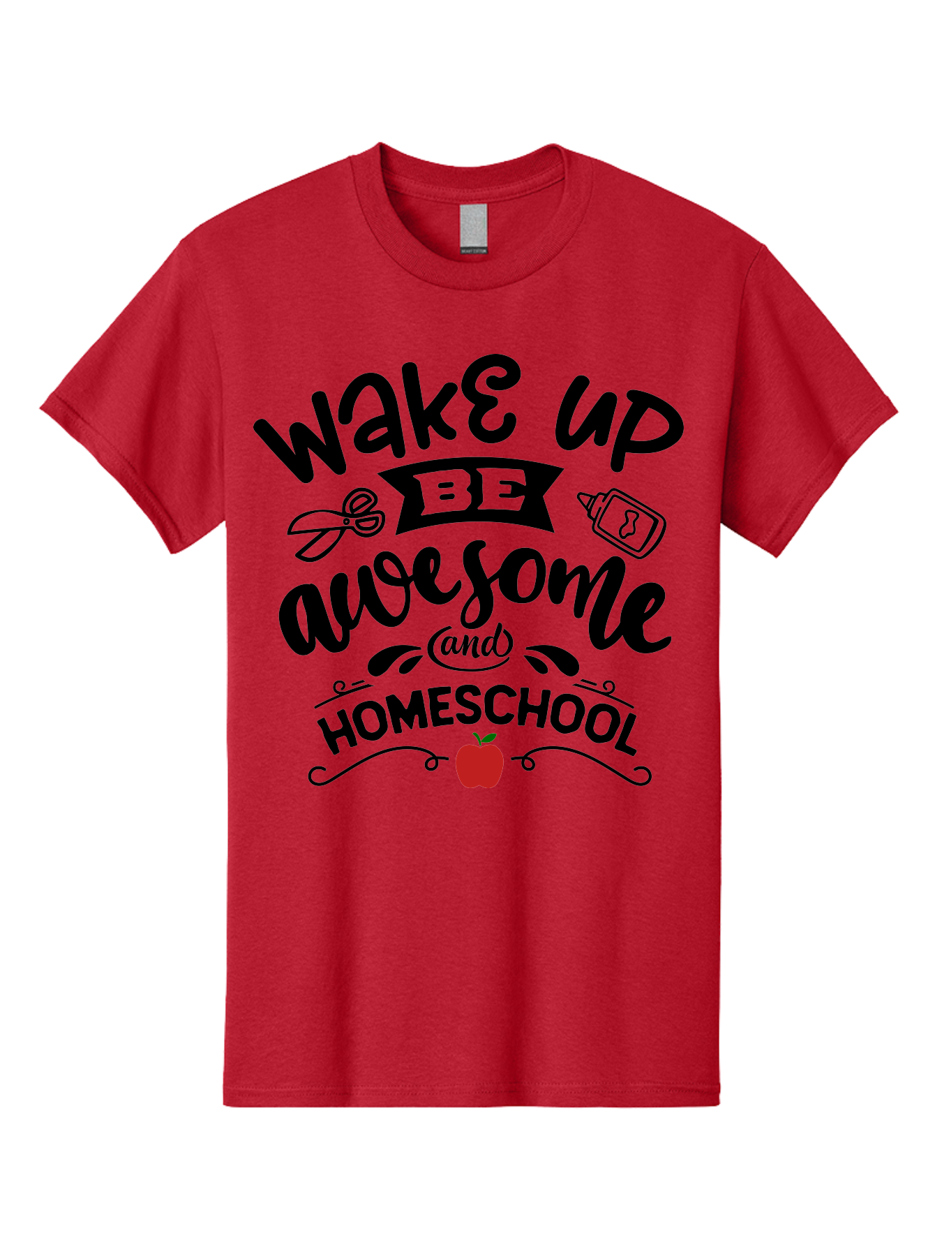 Wake-Up-Be-Awesome-And-Homeschool-2 Men'S Graphic Tee, 100% Cotton, Comfortable Casual Summer Wear, Machine Washable, Homeschool Inspiration, Motivational Quote, Morning Motivation, Educational Quotes, Homeschooling, Learning At Home, Aab453