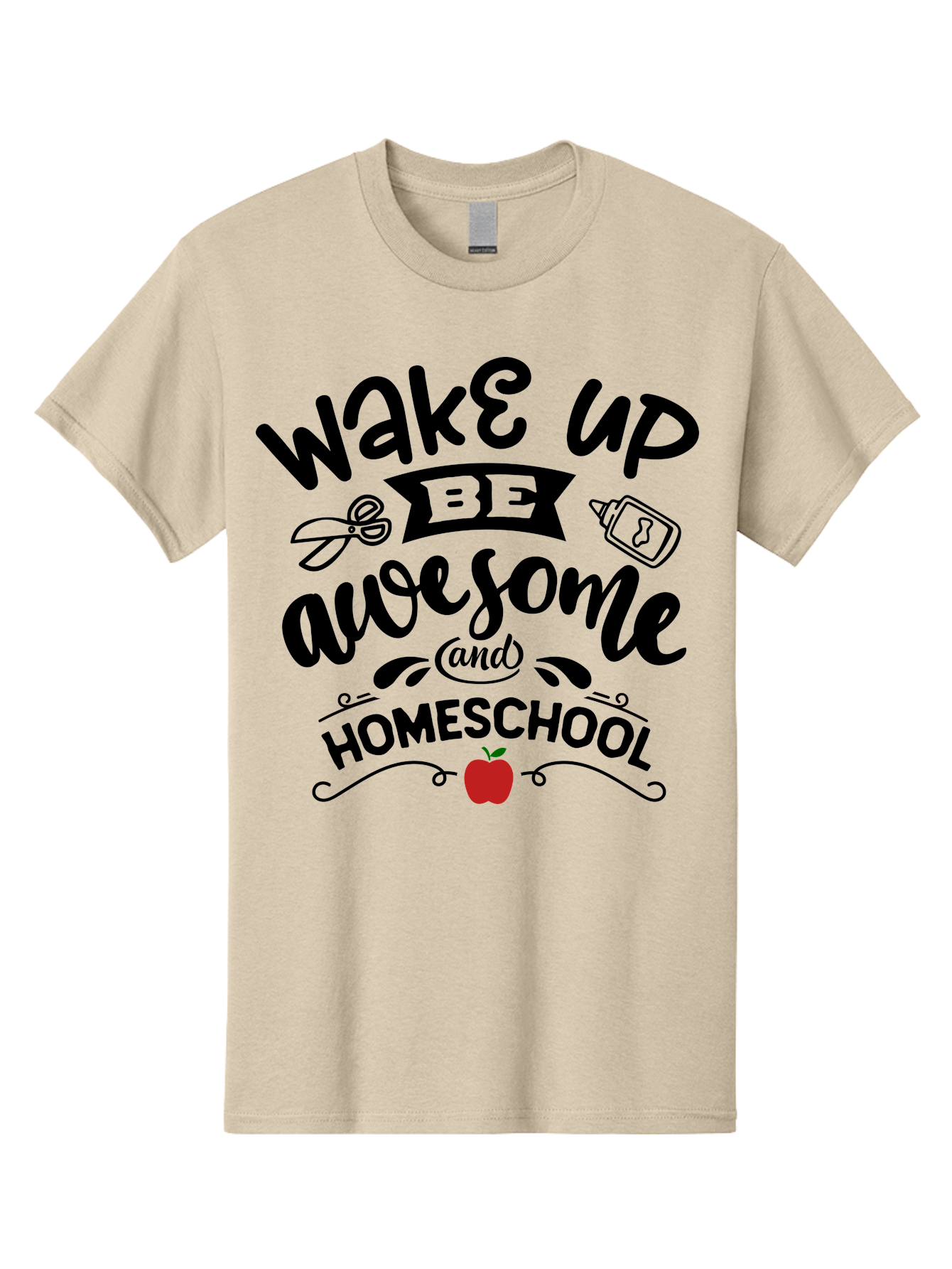 Wake-Up-Be-Awesome-And-Homeschool-2 Men'S Graphic Tee, 100% Cotton, Comfortable Casual Summer Wear, Machine Washable, Homeschool Inspiration, Motivational Quote, Morning Motivation, Educational Quotes, Homeschooling, Learning At Home, Aab453