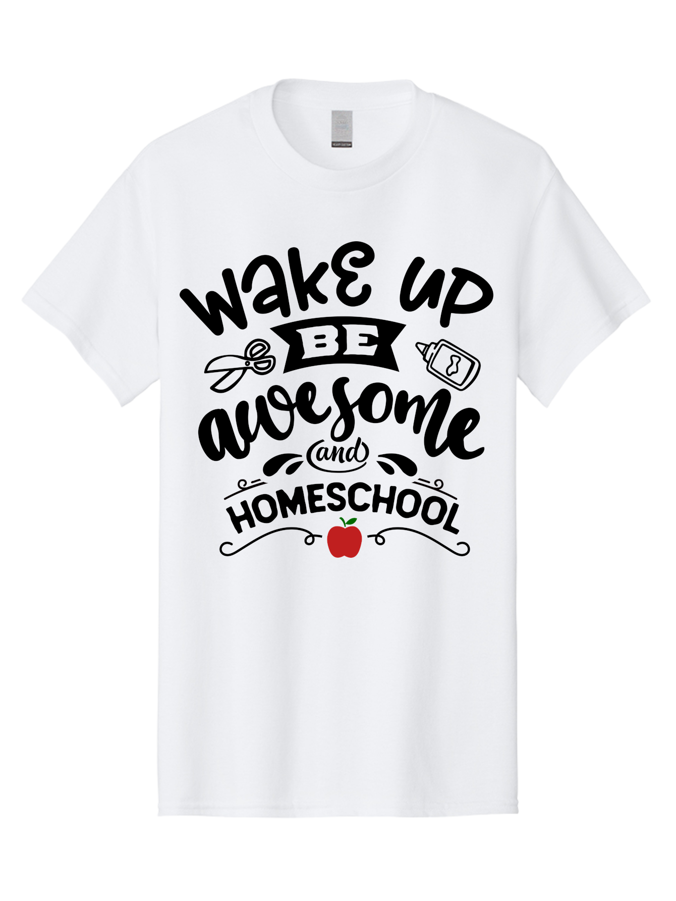 Wake-Up-Be-Awesome-And-Homeschool-2 Men'S Graphic Tee, 100% Cotton, Comfortable Casual Summer Wear, Machine Washable, Homeschool Inspiration, Motivational Quote, Morning Motivation, Educational Quotes, Homeschooling, Learning At Home, Aab453