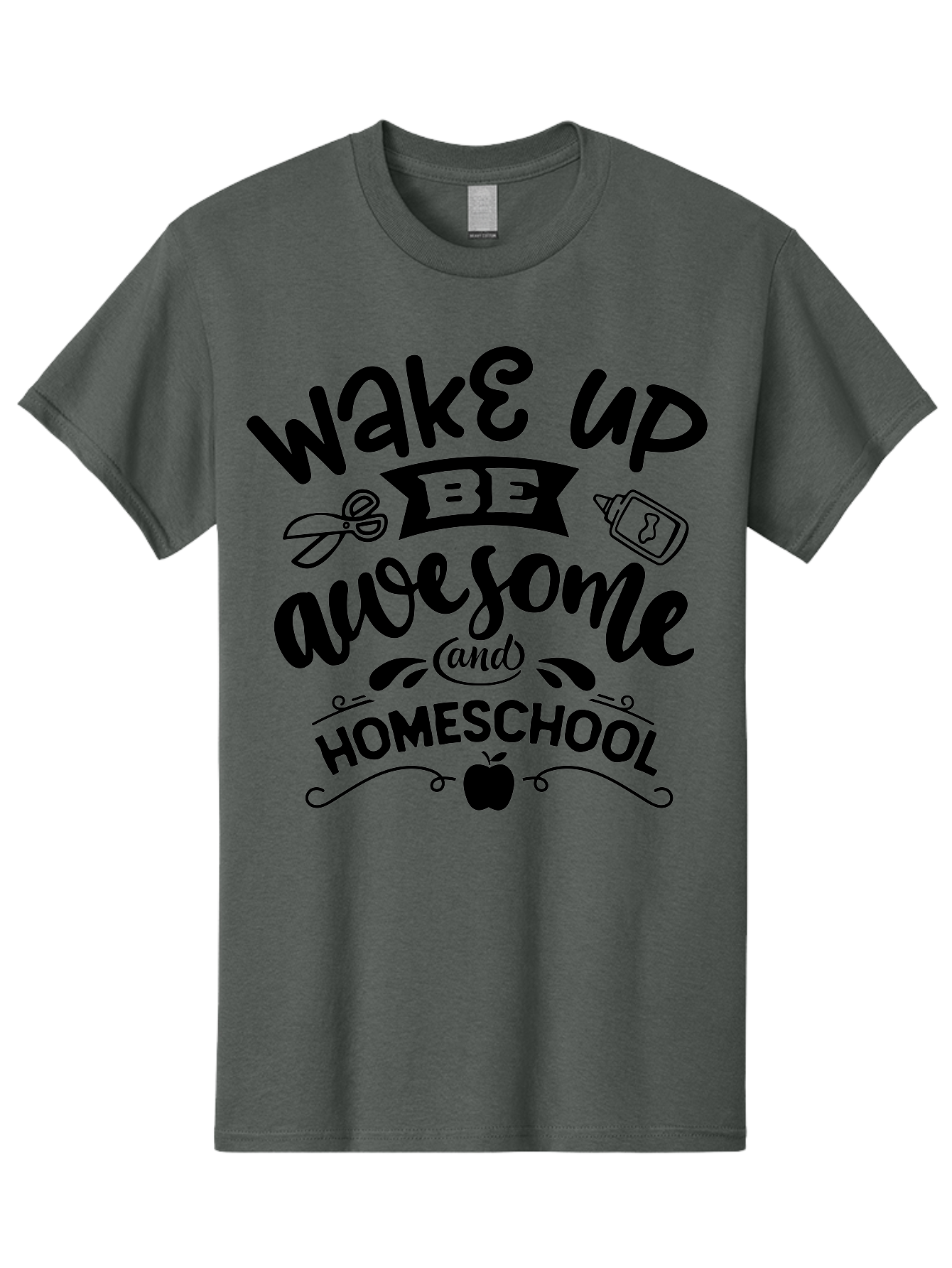 Wake-Up-Be-Awesome-And-Homeschool-3 Men'S Graphic Tee, 100% Cotton, Comfortable Casual Summer Wear, Machine Washable, Homeschool Inspiration, Motivational Quote, Education Encouragement, Morning Motivation, Learning At Home, Homeschooling, Aab454