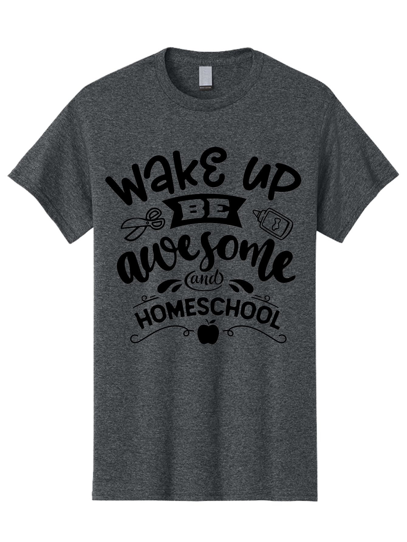 Wake-Up-Be-Awesome-And-Homeschool-3 Men'S Graphic Tee, 100% Cotton, Comfortable Casual Summer Wear, Machine Washable, Homeschool Inspiration, Motivational Quote, Education Encouragement, Morning Motivation, Learning At Home, Homeschooling, Aab454