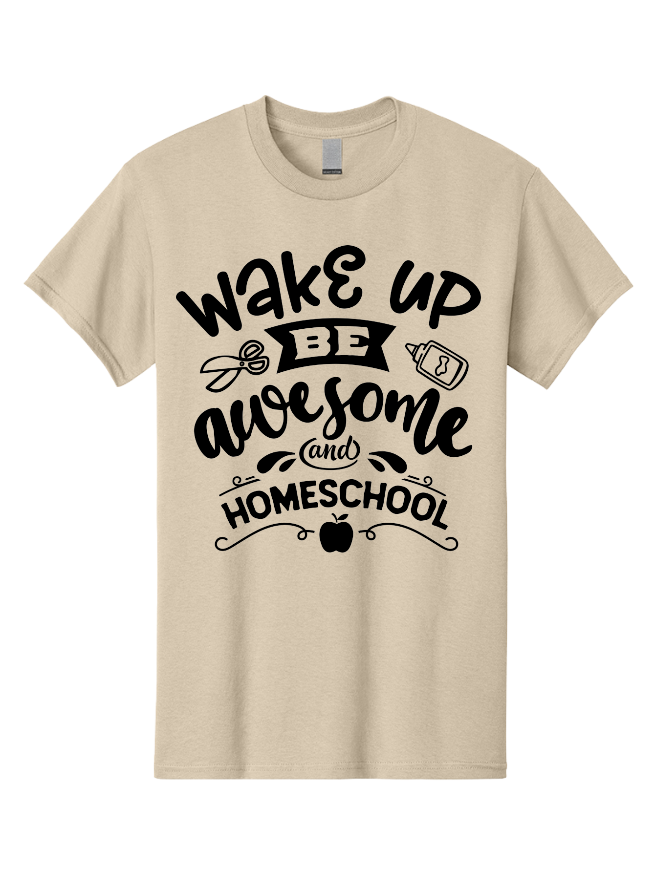 Wake-Up-Be-Awesome-And-Homeschool-3 Men'S Graphic Tee, 100% Cotton, Comfortable Casual Summer Wear, Machine Washable, Homeschool Inspiration, Motivational Quote, Education Encouragement, Morning Motivation, Learning At Home, Homeschooling, Aab454
