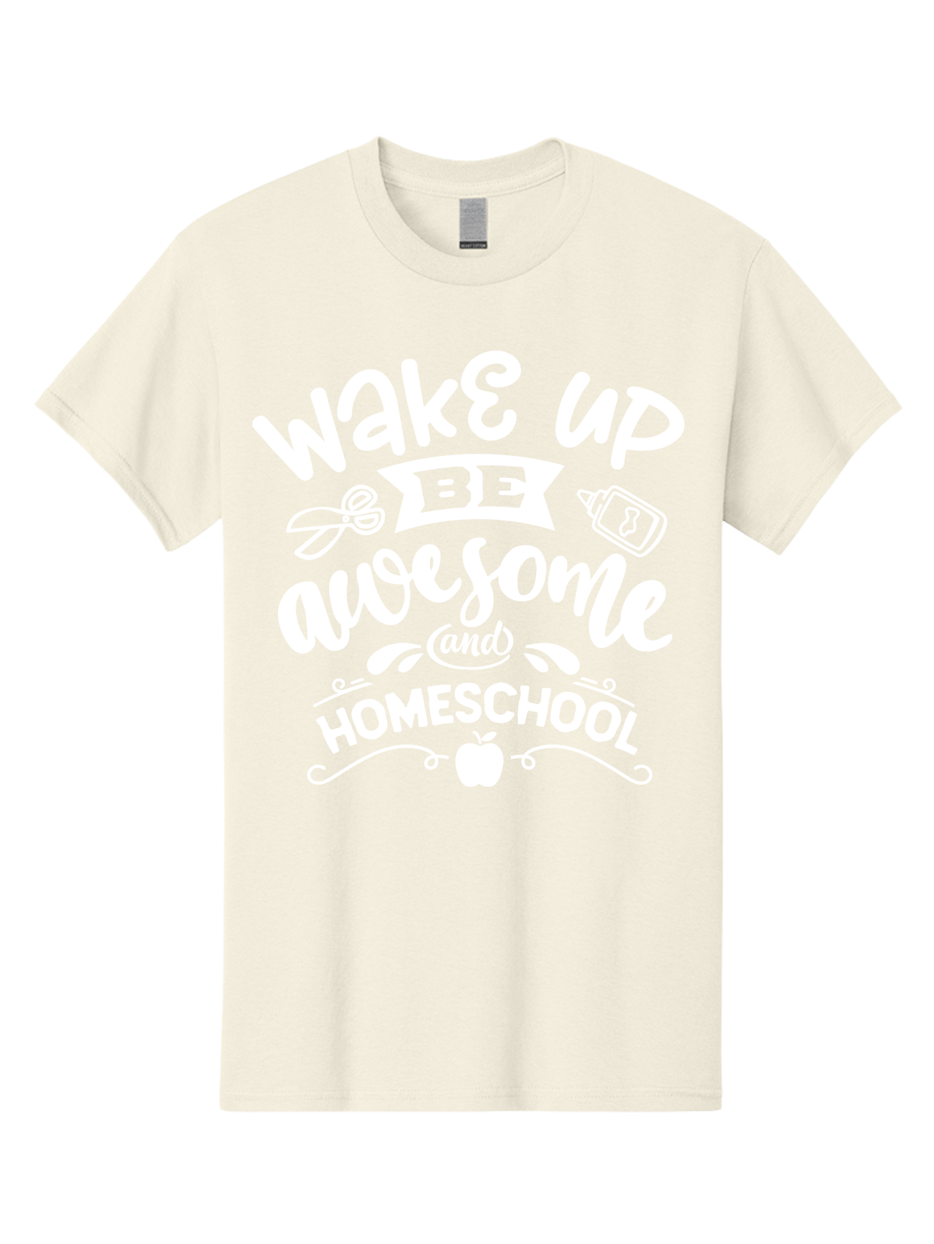 Wake-Up-Be-Awesome-And-Homeschool Men'S Graphic Tee, 100% Cotton, Comfortable Casual Summer Wear, Machine Washable, Homeschool Inspiration, Motivational Quote, Positive Affirmation, Homeschooling, Education, Learning, Apple, School Supplies Aab455