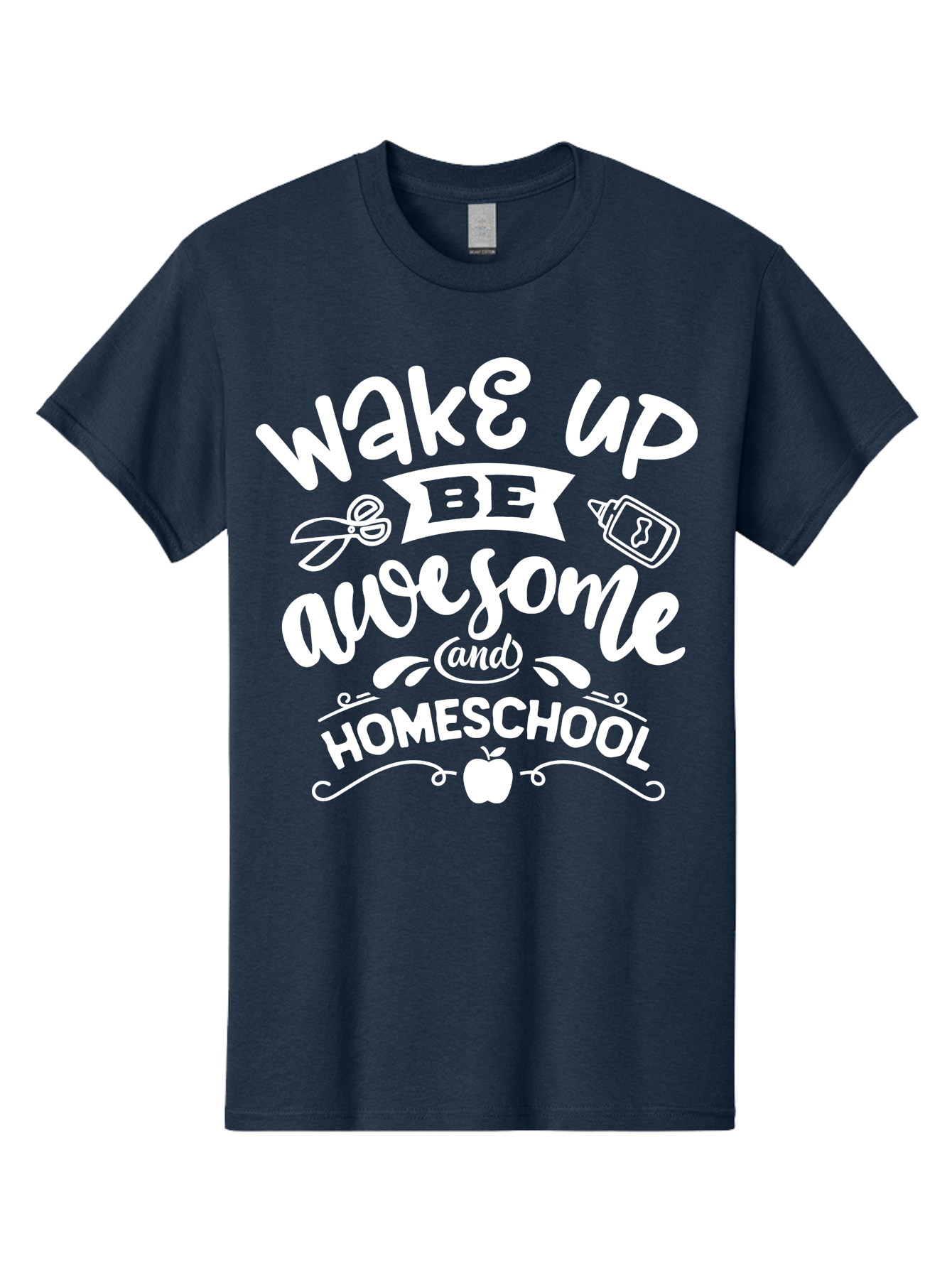 Wake-Up-Be-Awesome-And-Homeschool Men'S Graphic Tee, 100% Cotton, Comfortable Casual Summer Wear, Machine Washable, Homeschool Inspiration, Motivational Quote, Positive Affirmation, Homeschooling, Education, Learning, Apple, School Supplies Aab455