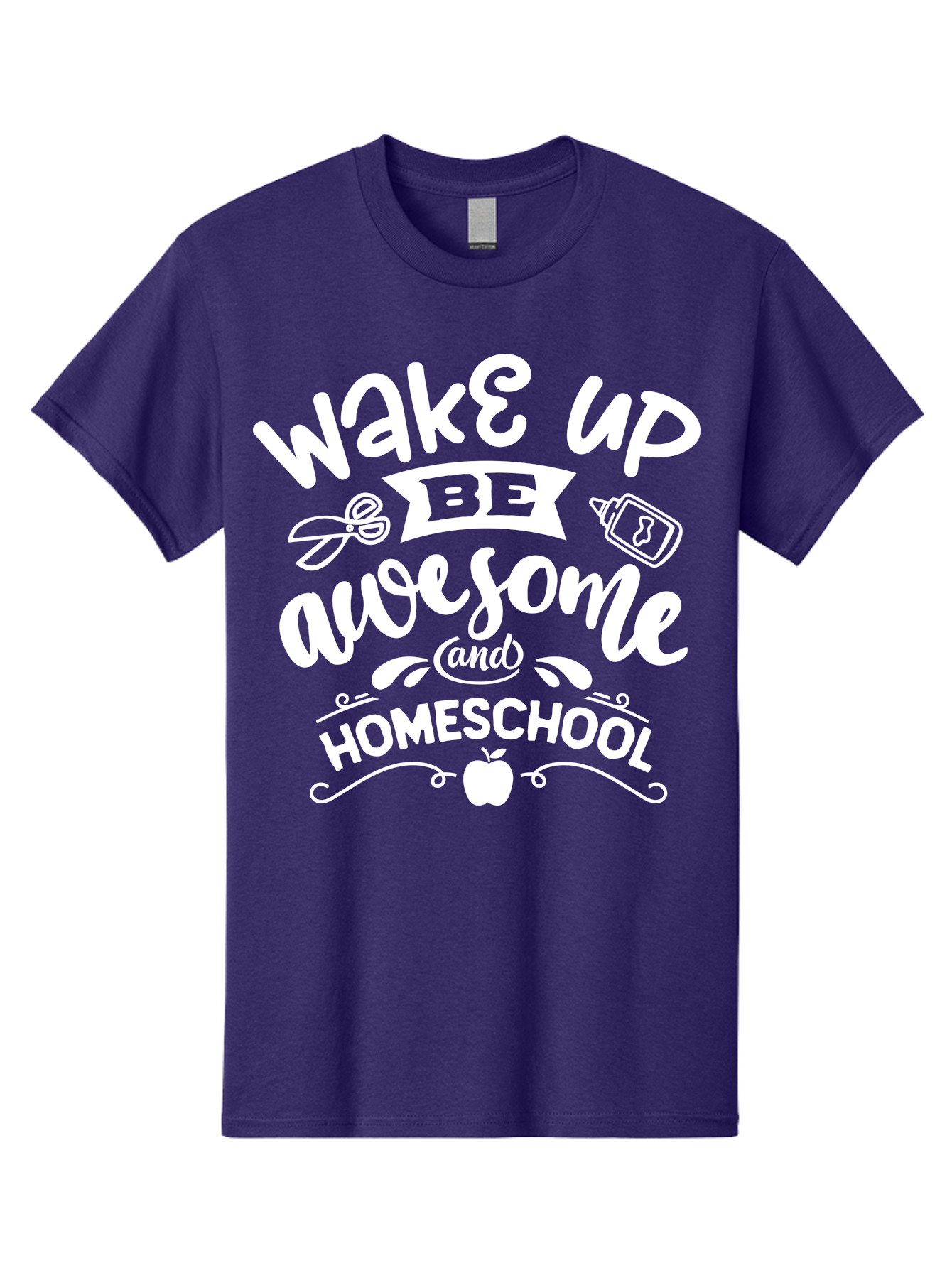 Wake-Up-Be-Awesome-And-Homeschool Men'S Graphic Tee, 100% Cotton, Comfortable Casual Summer Wear, Machine Washable, Homeschool Inspiration, Motivational Quote, Positive Affirmation, Homeschooling, Education, Learning, Apple, School Supplies Aab455