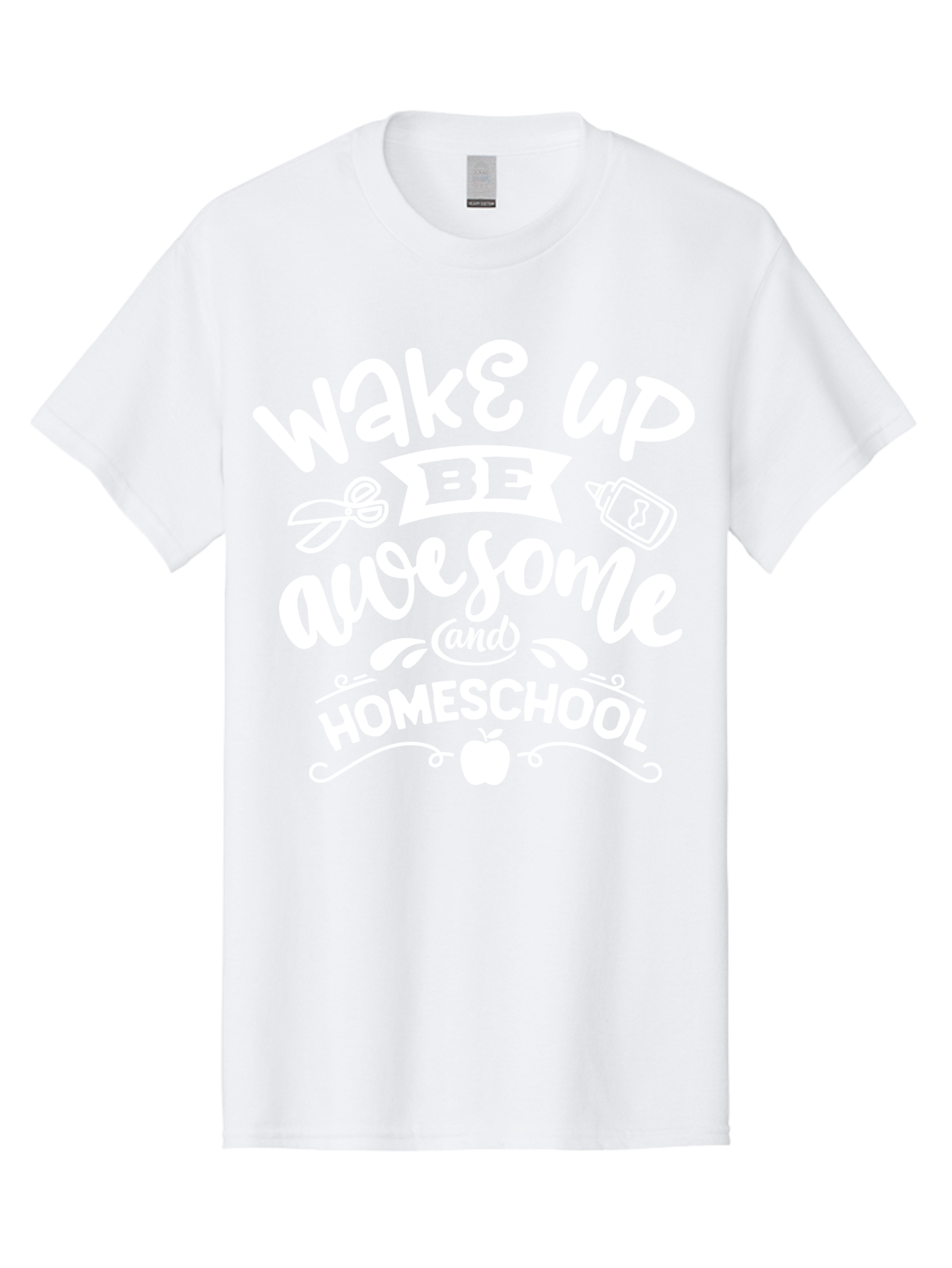 Wake-Up-Be-Awesome-And-Homeschool Men'S Graphic Tee, 100% Cotton, Comfortable Casual Summer Wear, Machine Washable, Homeschool Inspiration, Motivational Quote, Positive Affirmation, Homeschooling, Education, Learning, Apple, School Supplies Aab455