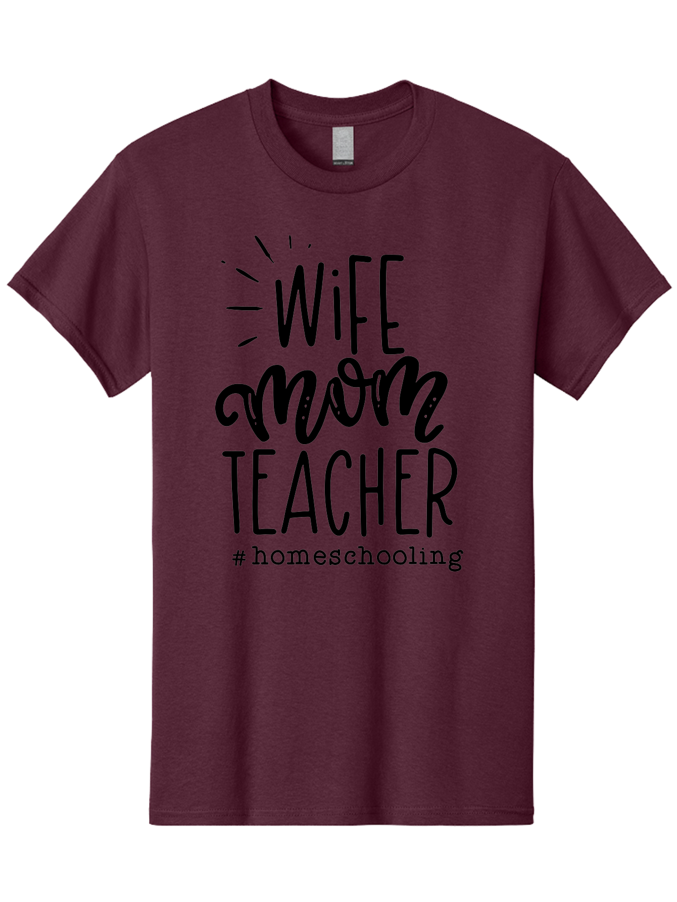 Wife-Mom-Teacher-Homeschooling-1 Men'S Graphic Tee, 100% Cotton, Comfortable Casual Summer Wear, Machine Washable, Homeschooling Mom, Wife And Teacher, Mom Life, Teacher Life, Homeschooling Quotes, Inspirational Quotes, Mom Quotes, Aab456