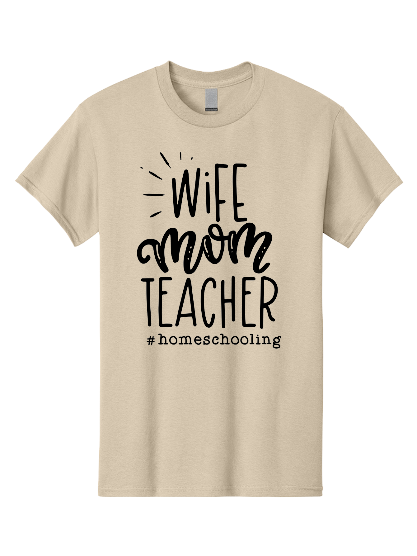 Wife-Mom-Teacher-Homeschooling-1 Men'S Graphic Tee, 100% Cotton, Comfortable Casual Summer Wear, Machine Washable, Homeschooling Mom, Wife And Teacher, Mom Life, Teacher Life, Homeschooling Quotes, Inspirational Quotes, Mom Quotes, Aab456
