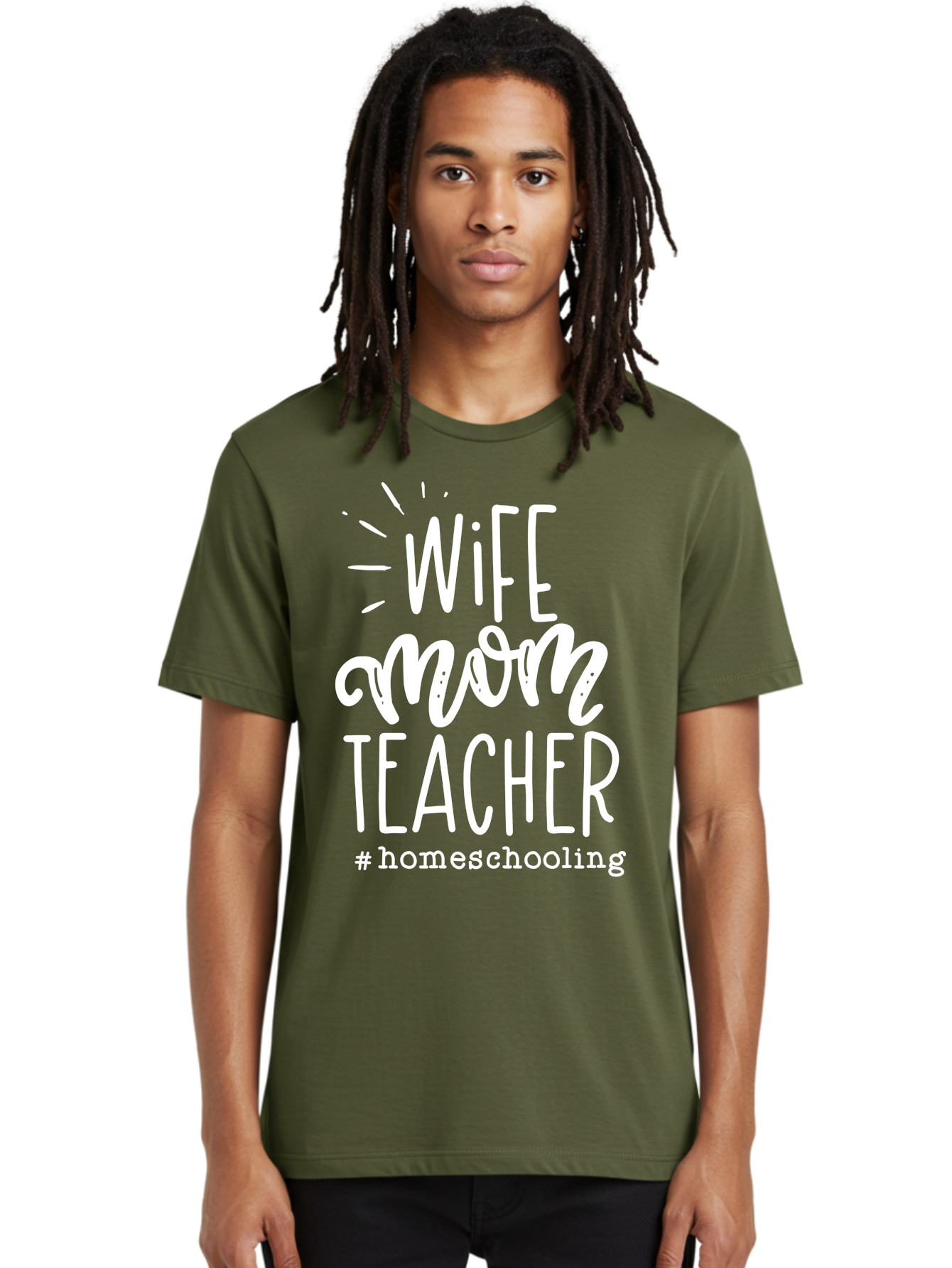 Wife-Mom-Teacher-Homeschooling Men'S Graphic Tee, 100% Cotton, Comfortable Casual Summer Wear, Machine Washable, Homeschooling Mom, Wife And Mother, Teacher Inspiration, Homeschooling Lifestyle, Parenting Goals, Mom Life, Teacher Life Aab457