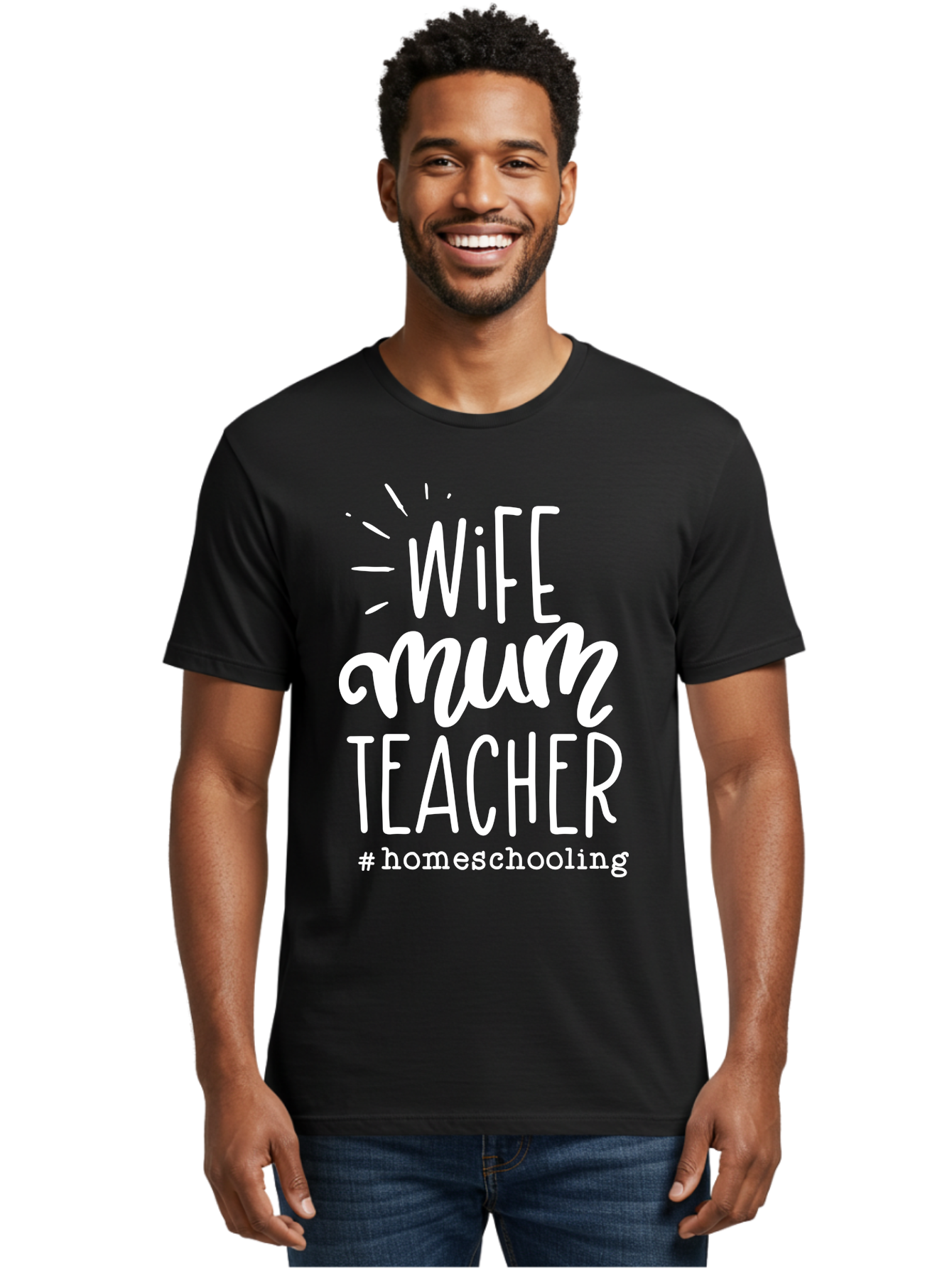 Wife-Mum-Teacher-Homeschooling Men'S Graphic Tee, 100% Cotton, Comfortable Casual Summer Wear, Machine Washable, Wife, Mum, Teacher, Homeschooling, Family Roles, Teaching At Home, Modern Parenting, Family Values Aab458