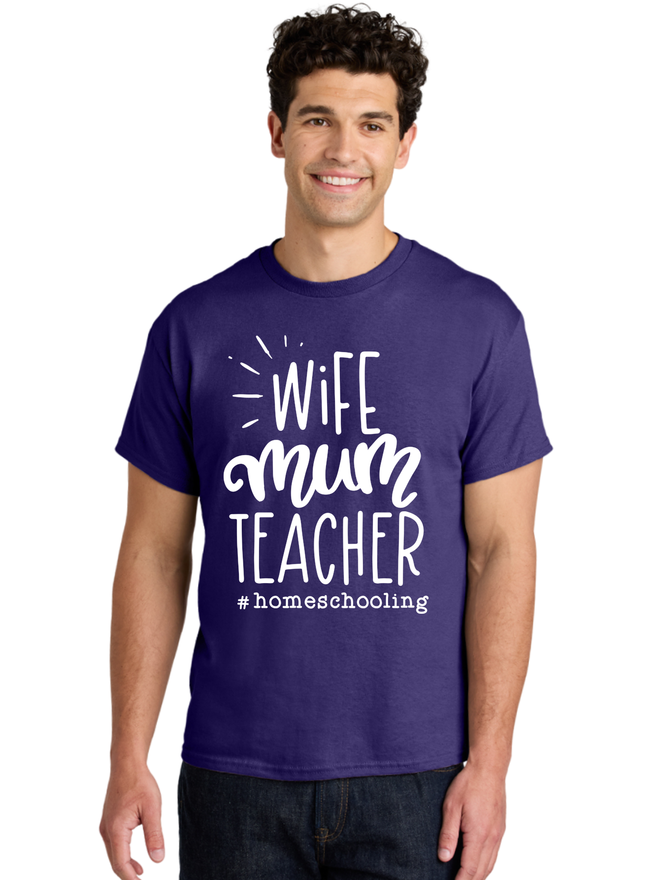 Wife-Mum-Teacher-Homeschooling Men'S Graphic Tee, 100% Cotton, Comfortable Casual Summer Wear, Machine Washable, Wife, Mum, Teacher, Homeschooling, Family Roles, Teaching At Home, Modern Parenting, Family Values Aab458