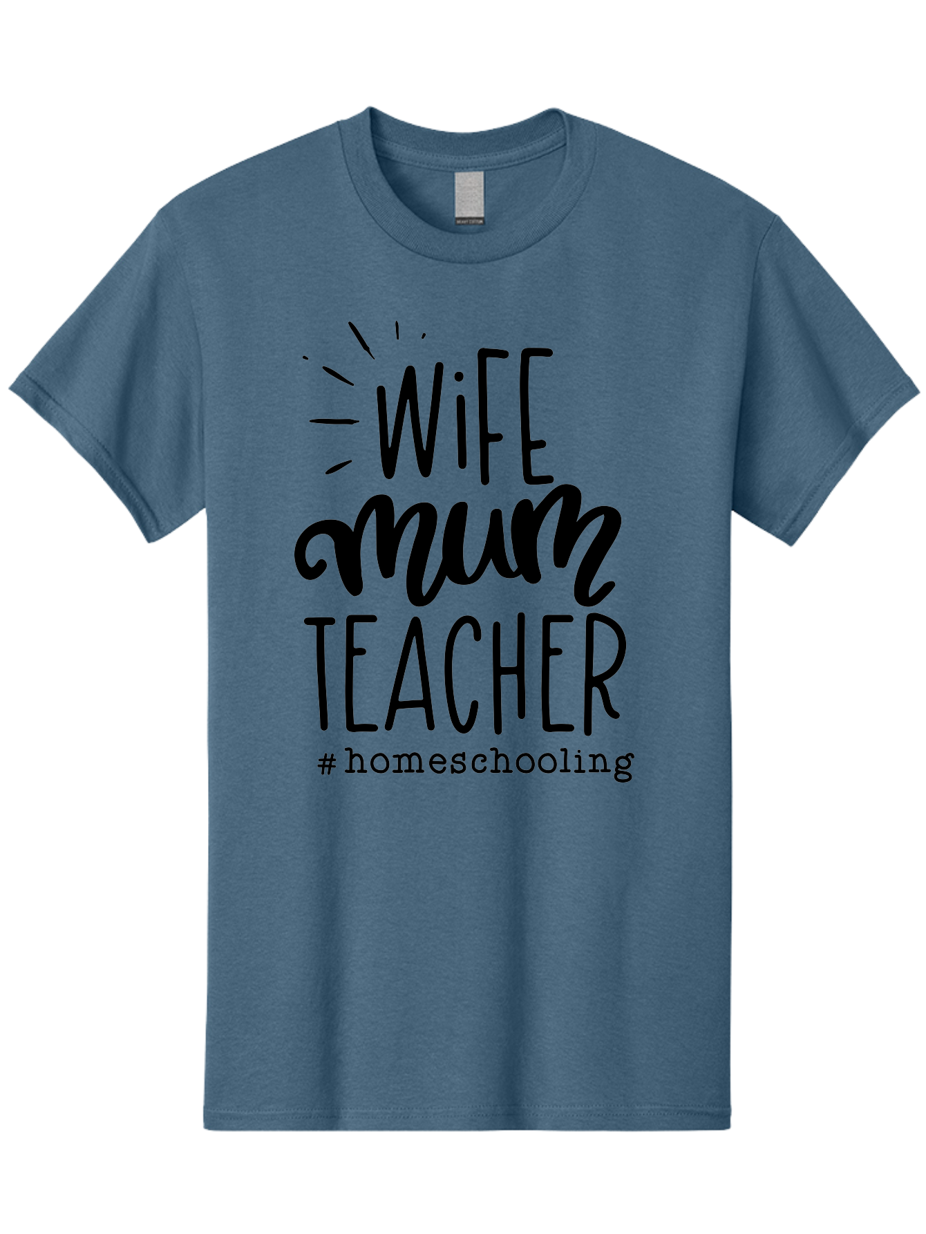 Wife-Mum-Teacher Men'S Graphic Tee, 100% Cotton, Comfortable Casual Summer Wear, Machine Washable, Homeschooling Mom, Wife And Teacher, Modern Family, Home Education, Parenting Roles, Inspirational Quote, Homeschooling Lifestyle Aab459