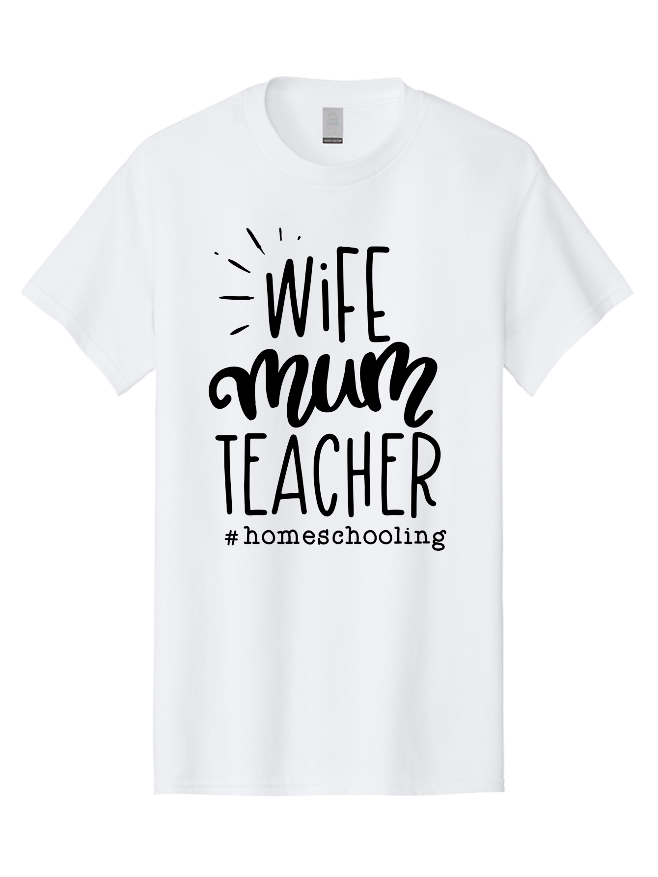 Wife-Mum-Teacher Men'S Graphic Tee, 100% Cotton, Comfortable Casual Summer Wear, Machine Washable, Homeschooling Mom, Wife And Teacher, Modern Family, Home Education, Parenting Roles, Inspirational Quote, Homeschooling Lifestyle Aab459